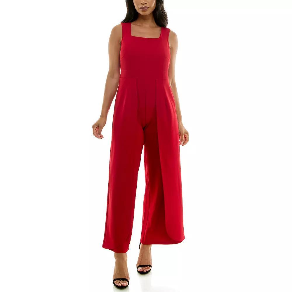 Women's Nina Leonard Squareneck Wide-Leg Jumpsuit, Size: Large, Raisin Product Image