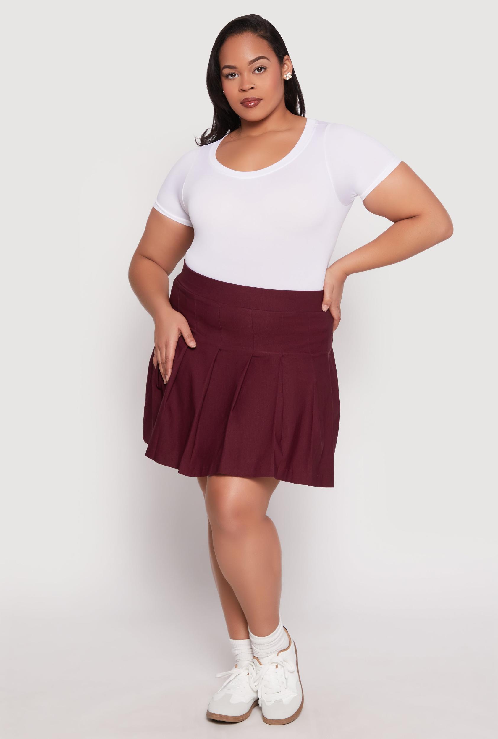 Womens Plus Size High Waist Pleated Skirt Product Image