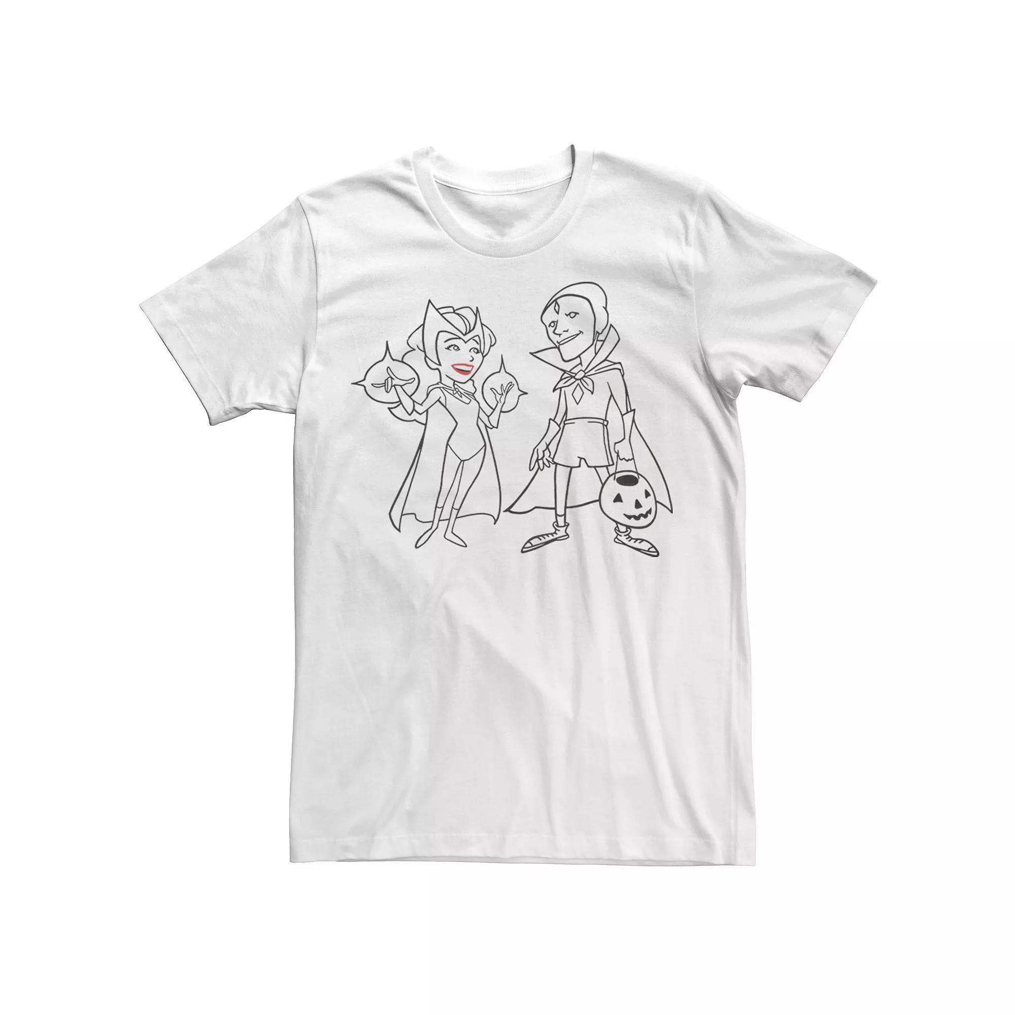 Big & Tall Marvel WandaVision Halloween Scarlet Witch & Vision Line Art Tee, Men's, Size: 4XL, White Product Image
