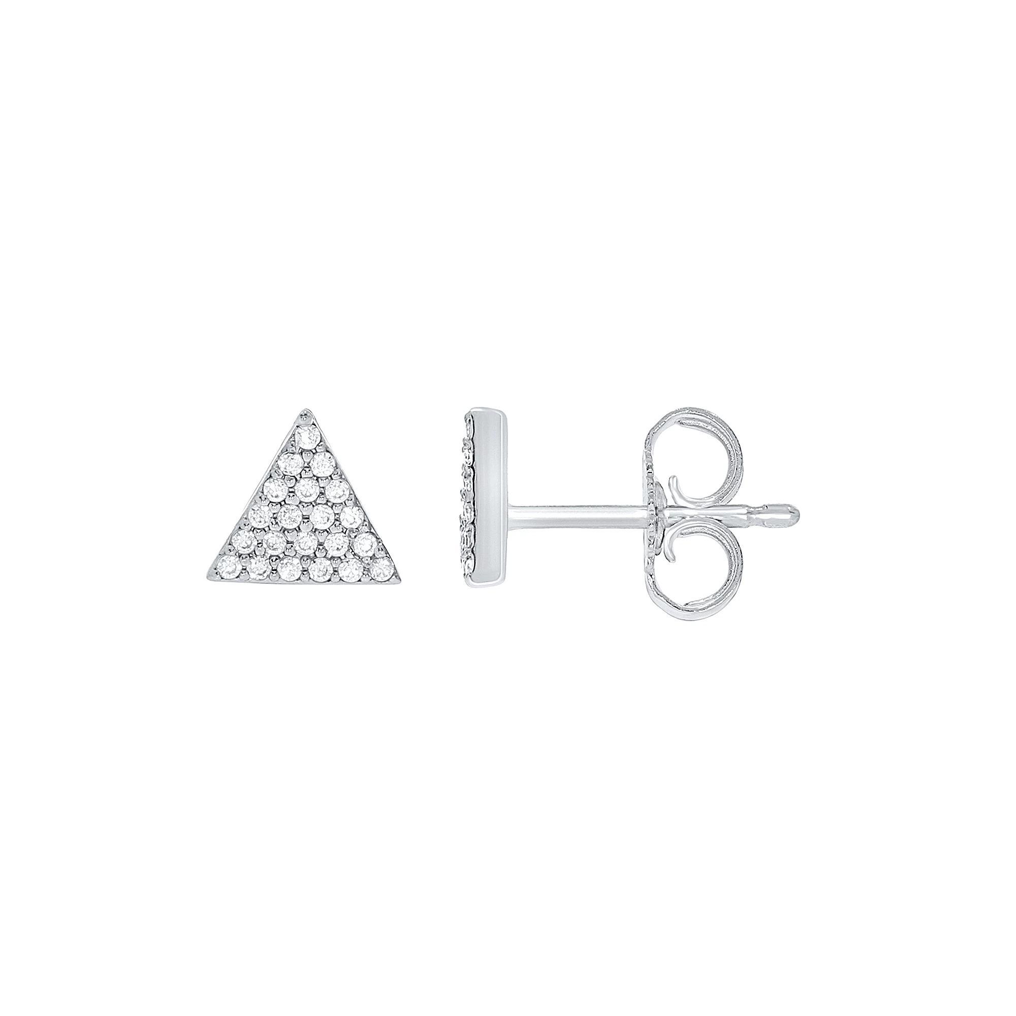Sterling Silver 1/10 Carat T.W. Diamond Triangle Stud Earrings, Women's, Pink Tone Product Image