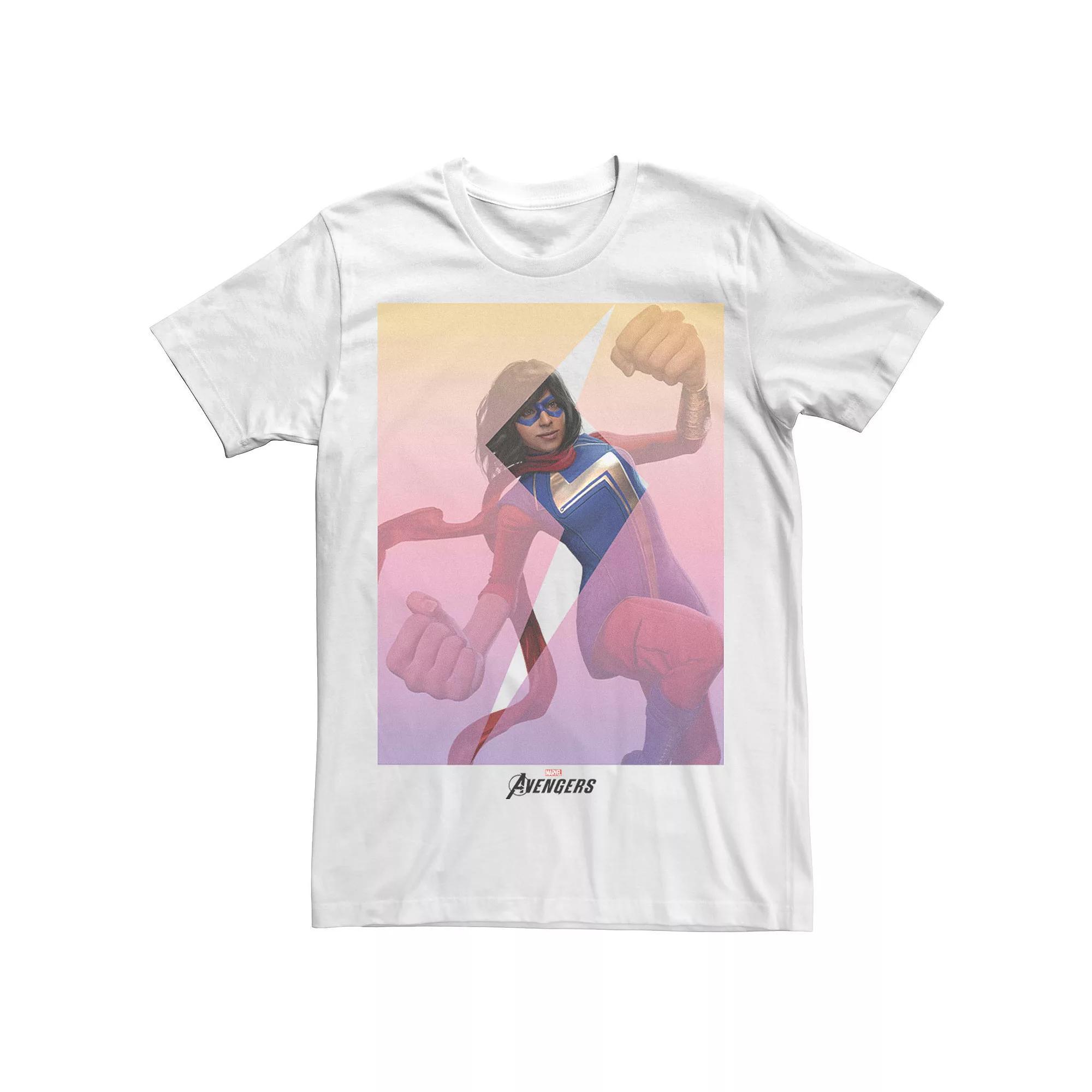 Men's Marvel Avengers MS Marvel Action Photo Tee, Size: Large, White Product Image