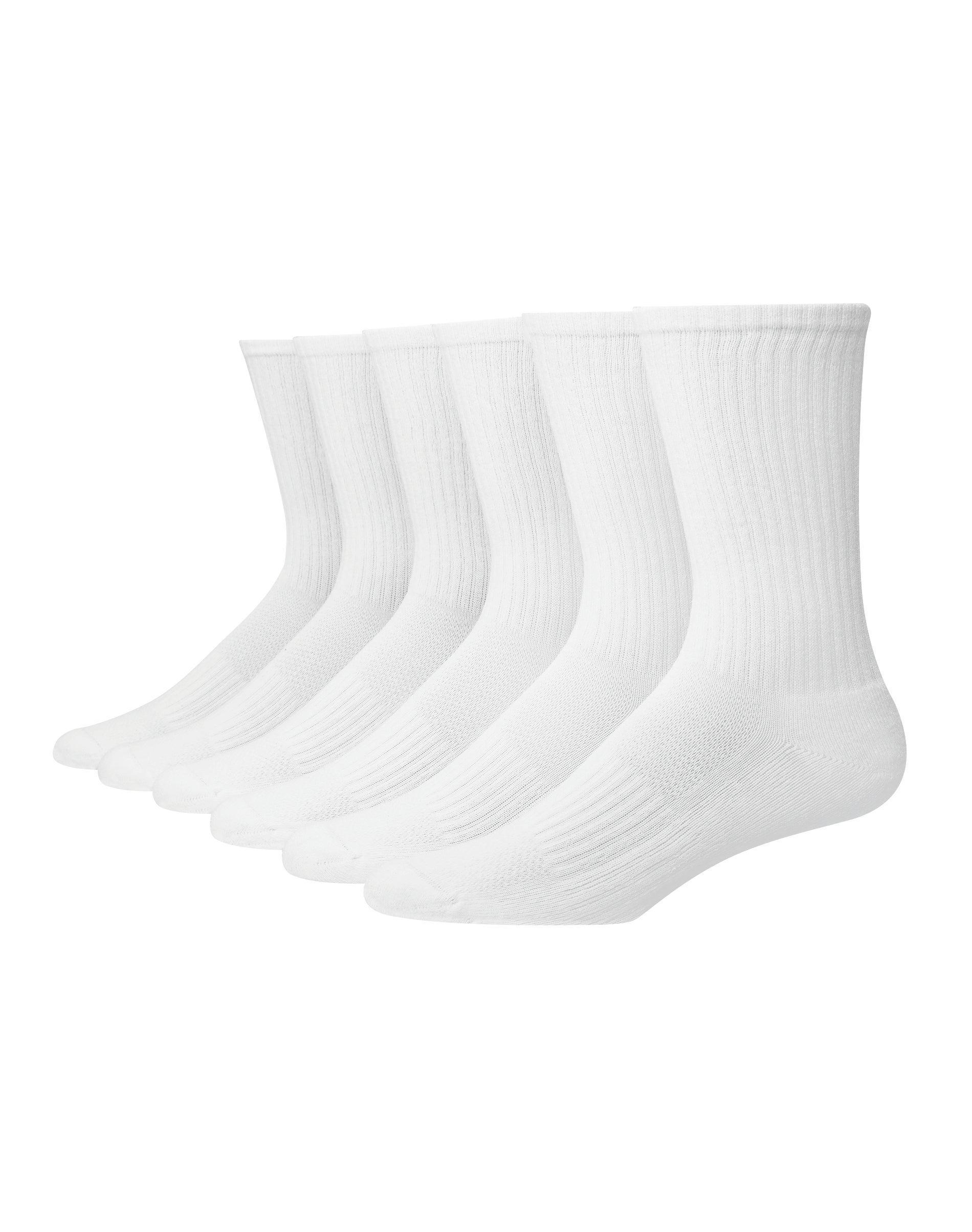 Men's Big & Tall Hanes Premium Performance Cushioned Crew Socks 6pk - White 12-14: Moisture Wicking, Ribbed Design Product Image