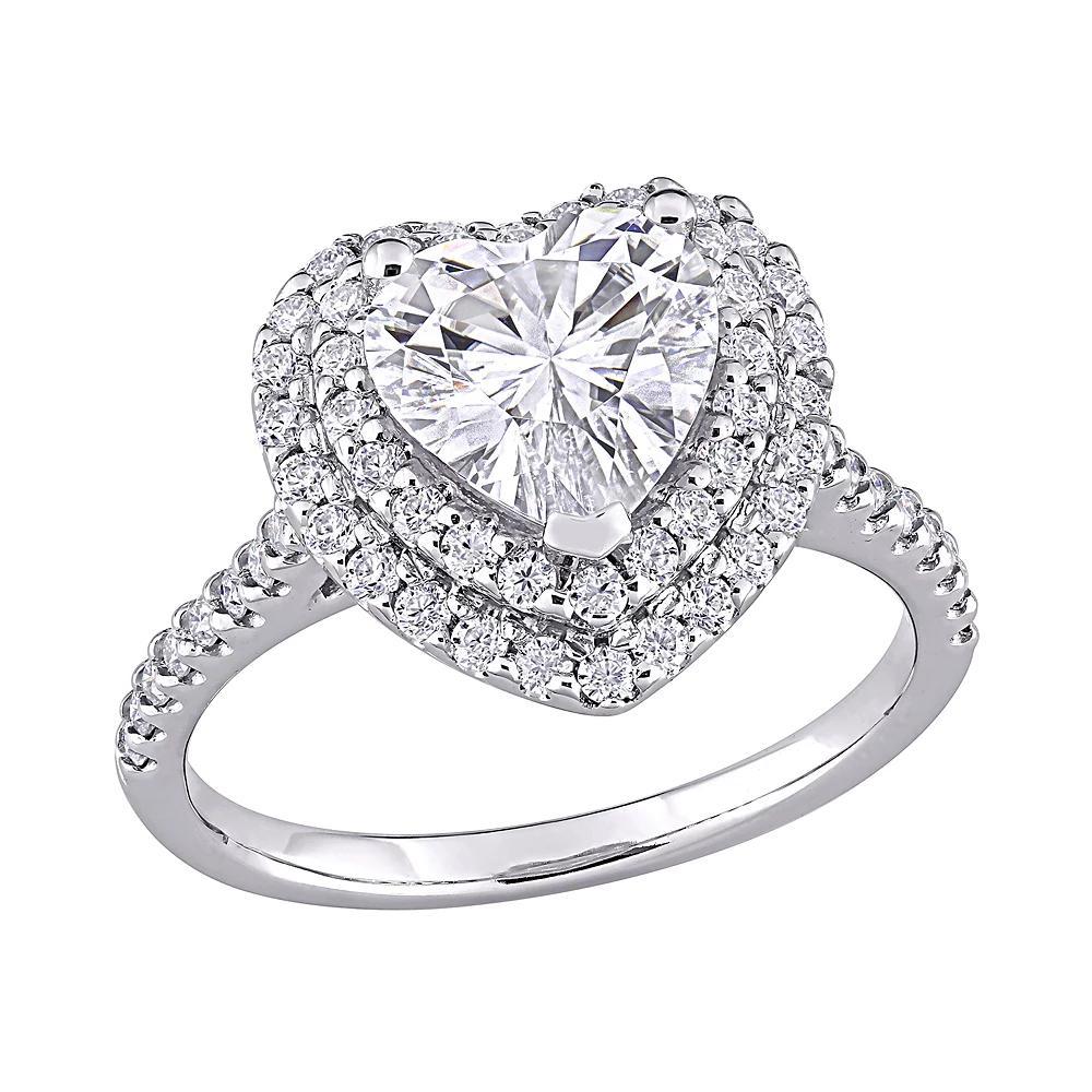 Stella Grace 10k White Gold 2 5/8 Carat T.W. Lab-Created Moissanite Heart Engagement Ring, Women's, Size: 6.50, 10k Whgold Product Image