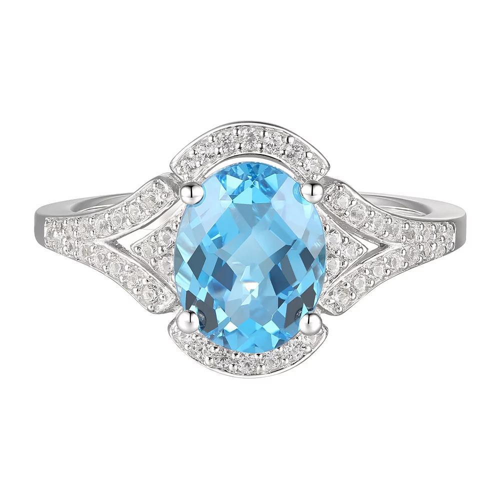 Sterling Silver Blue Topaz & Lab-Created White Sapphire Ring, Women's, Size: 7 Product Image