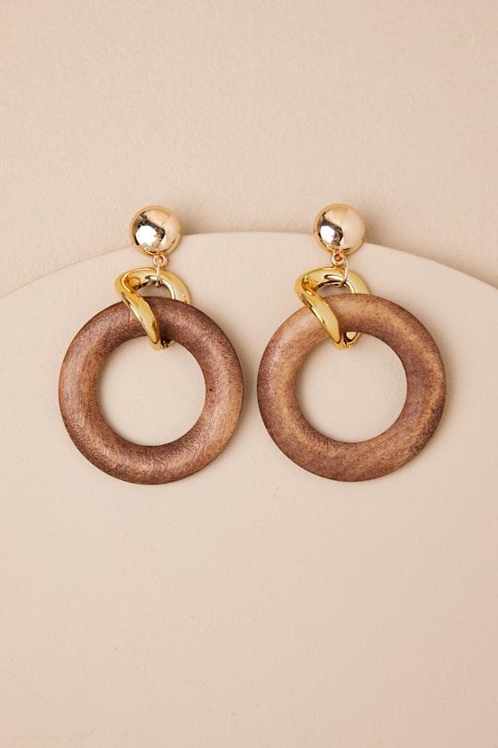 Reina Gold Mixed Hoop Drop Earrings Product Image