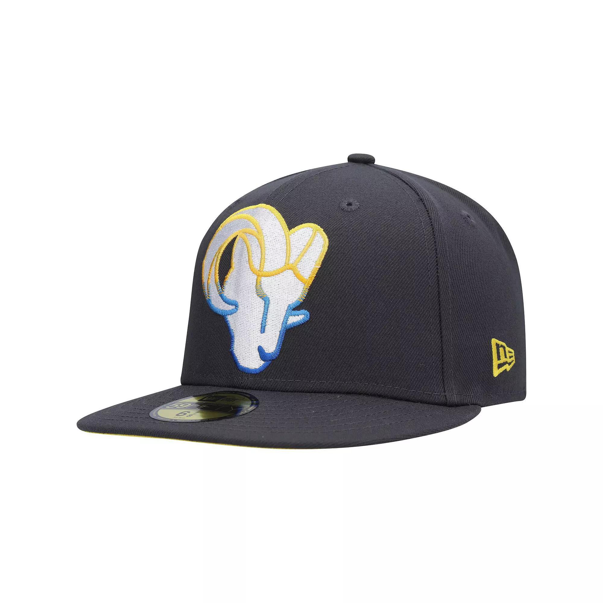 Men's New Era Graphite Los Angeles Rams Color Dim 59FIFTY Fitted Hat, Size: 7 3/4, Dark G Product Image