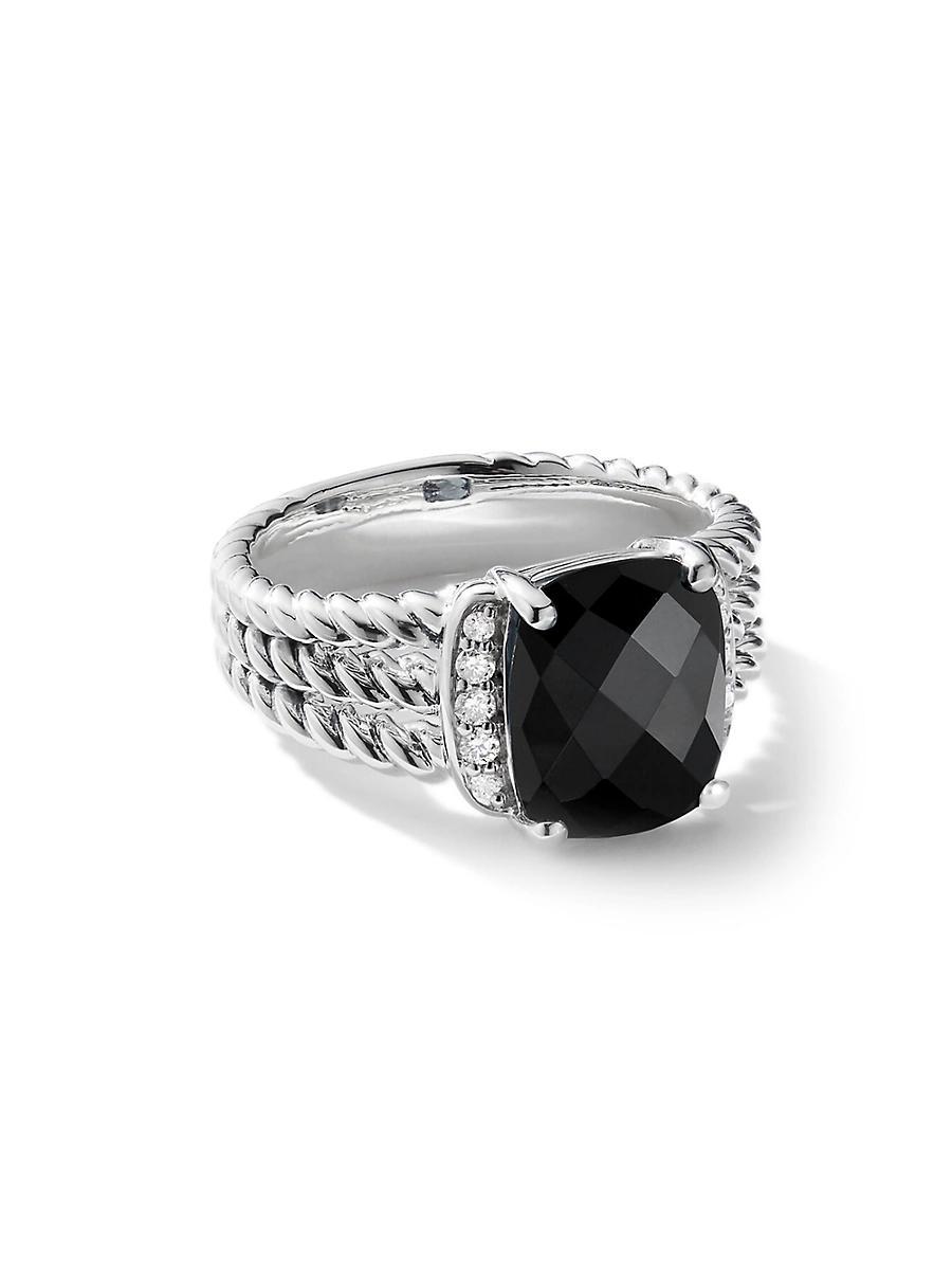 David Yurman Petite Wheaton Ring with Black Onyx and Diamonds Product Image