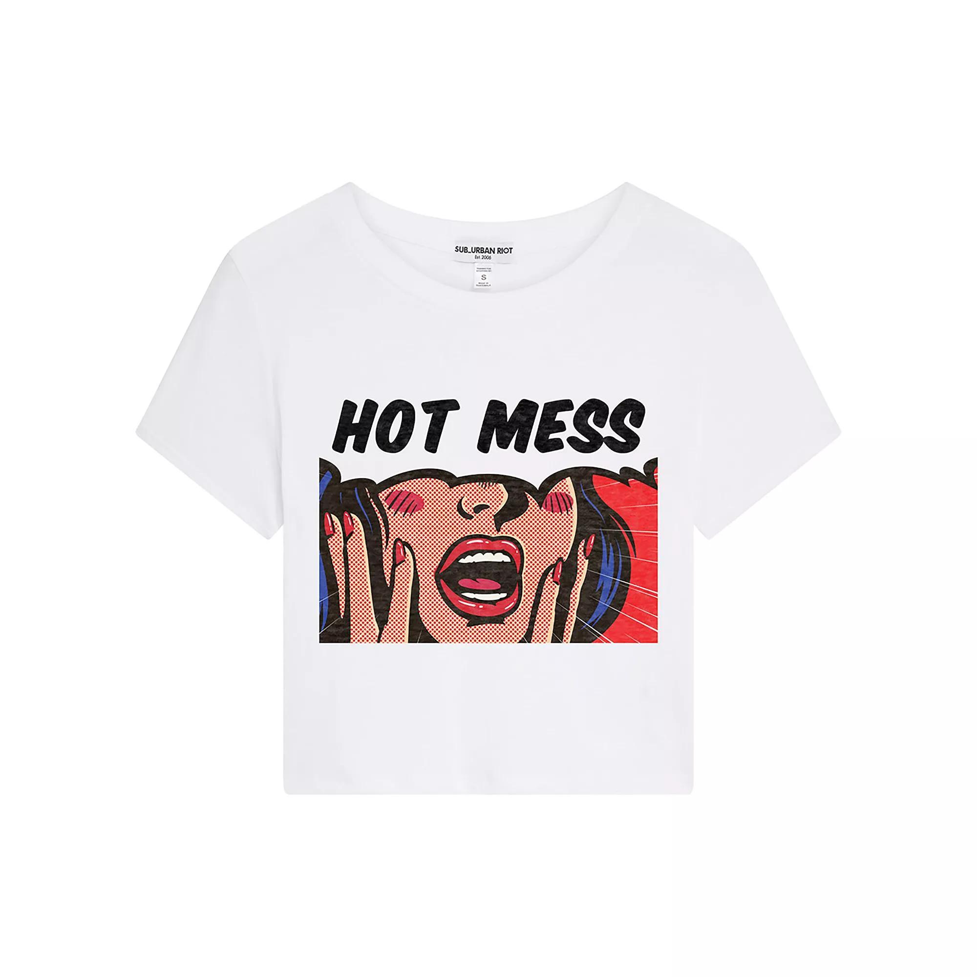 Womens Hot Mess Pop Art Cropped Graphic Tee, Girls Product Image