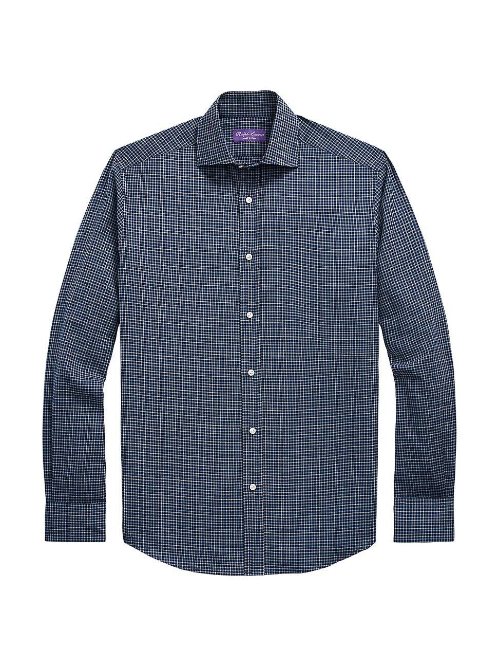 Mens Herringbone Cotton Button-Front Shirt Product Image