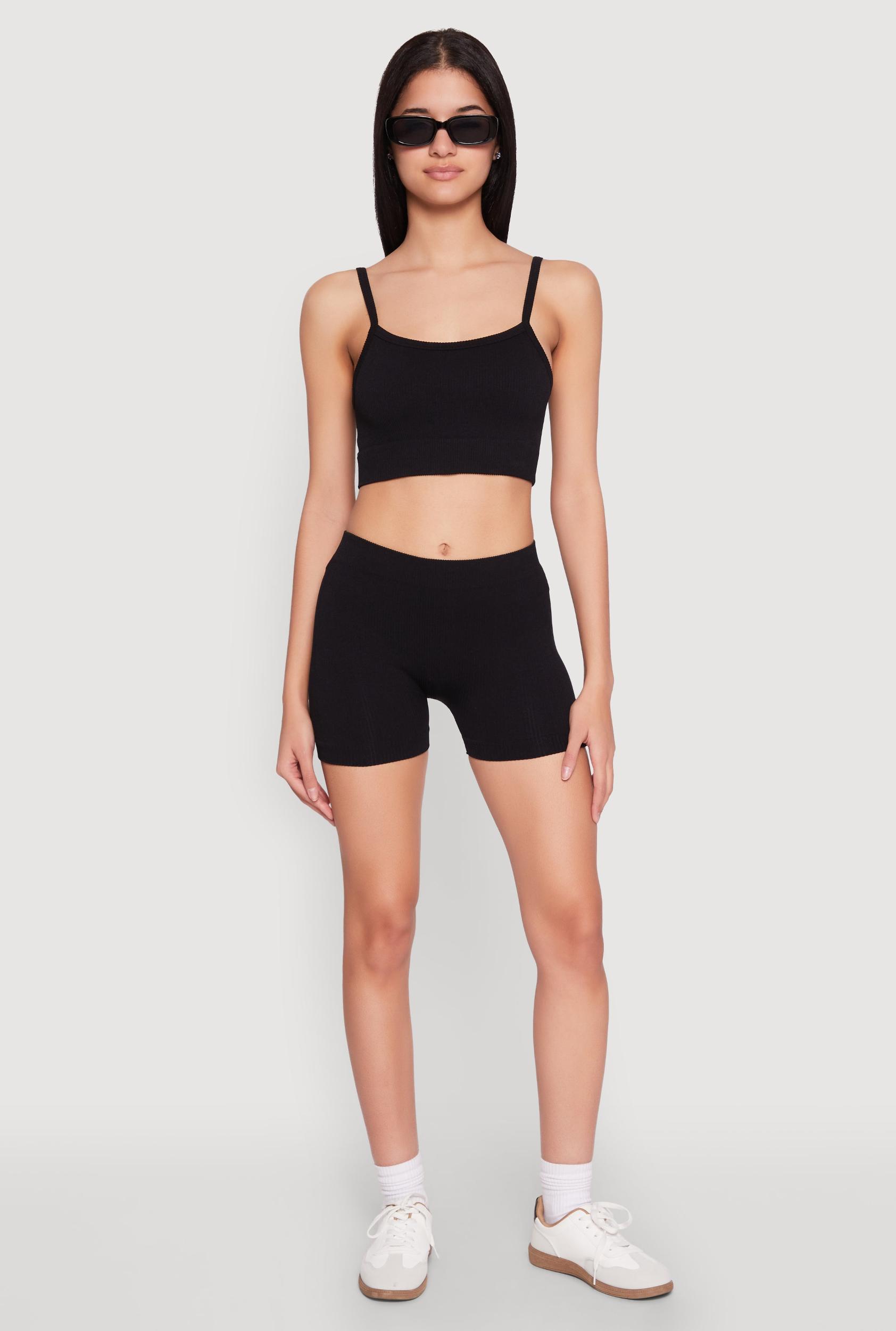 Womens Seamless Cropped Cami and Shorts Set Product Image