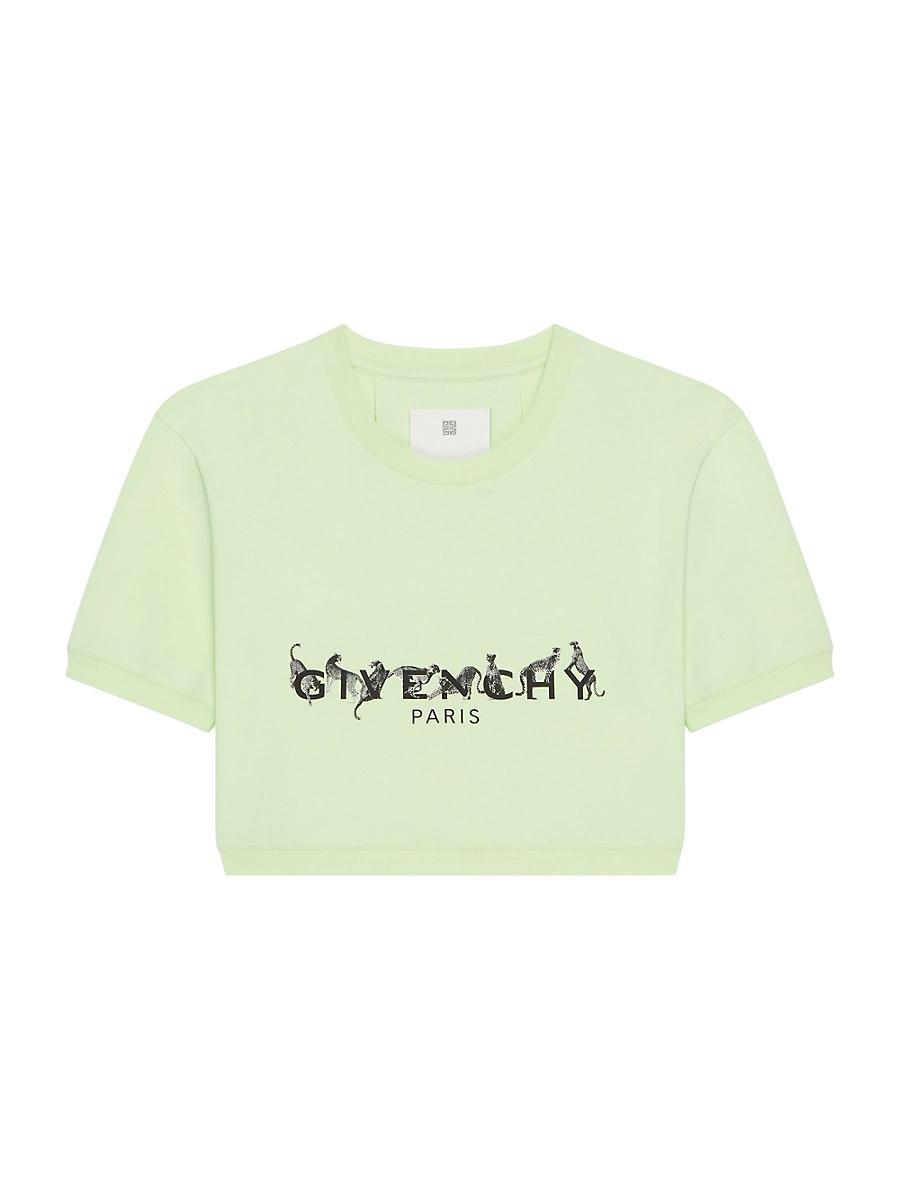 Womens Paris Cropped T-Shirt with Leopard Print Product Image