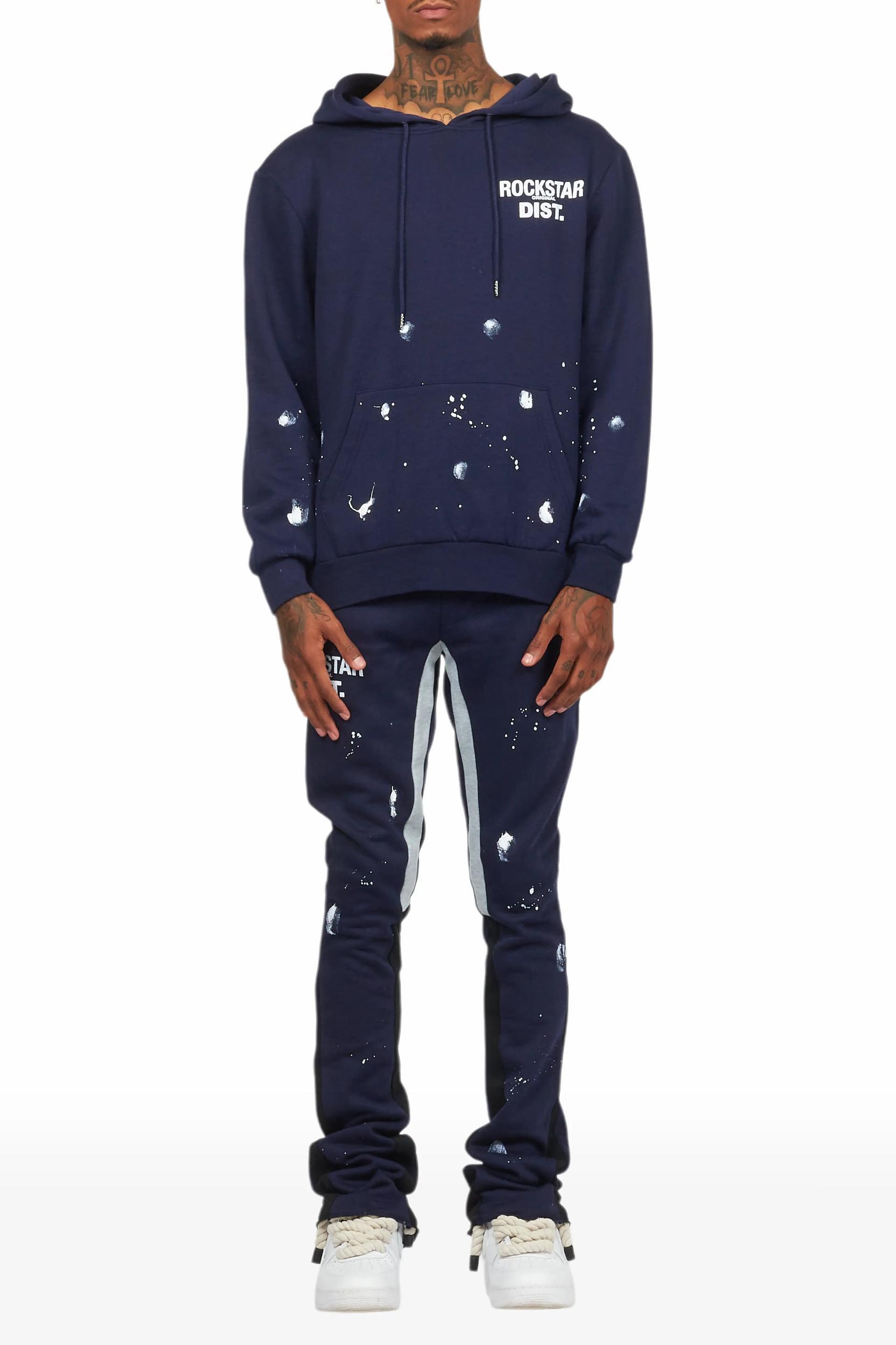 Raffer Navy Hoodie Flare Trackset Male Product Image