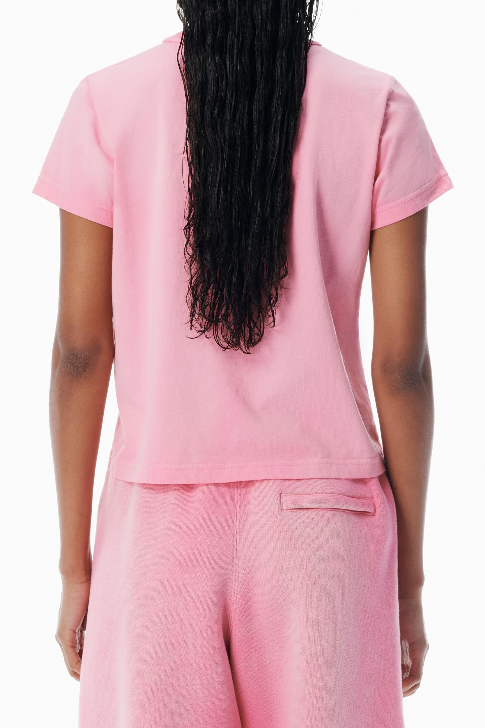 Pink Shrunken Cotton Tee With Logo Product Image