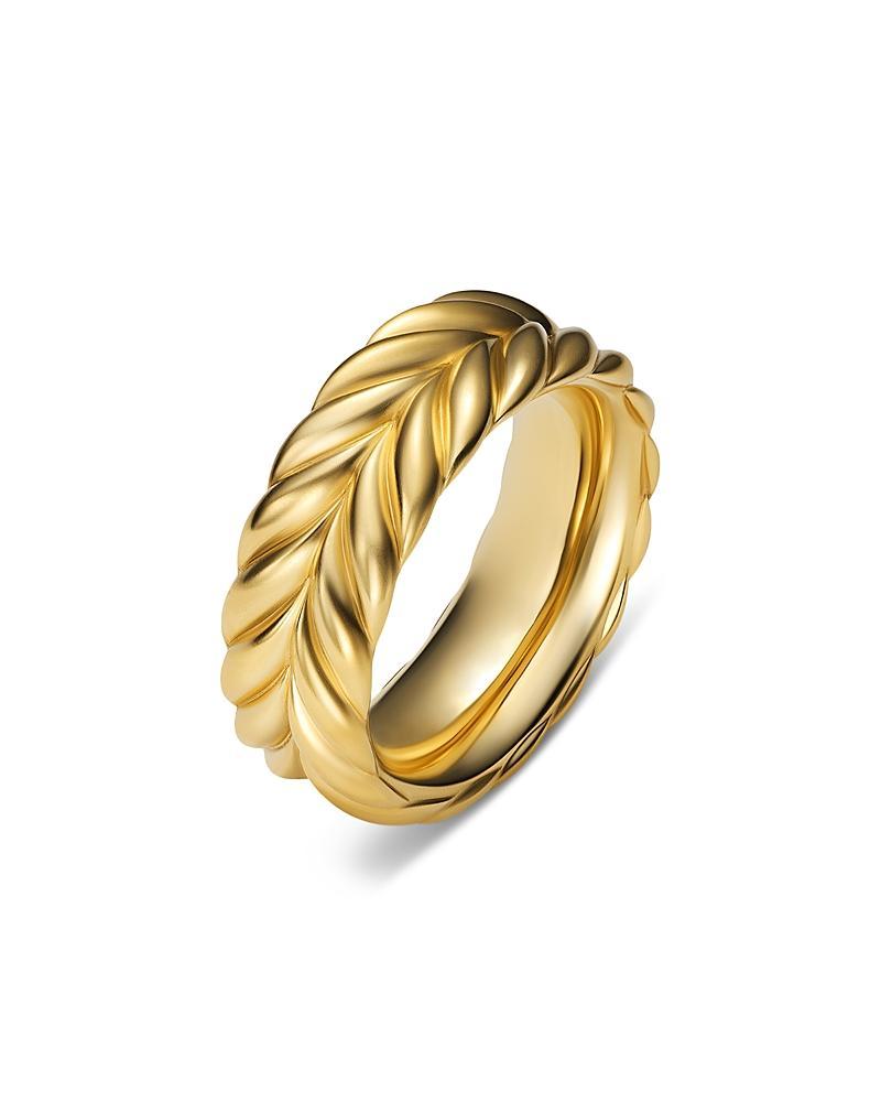 Mens Chevron Band Ring in 18K Yellow Gold, 9MM Product Image