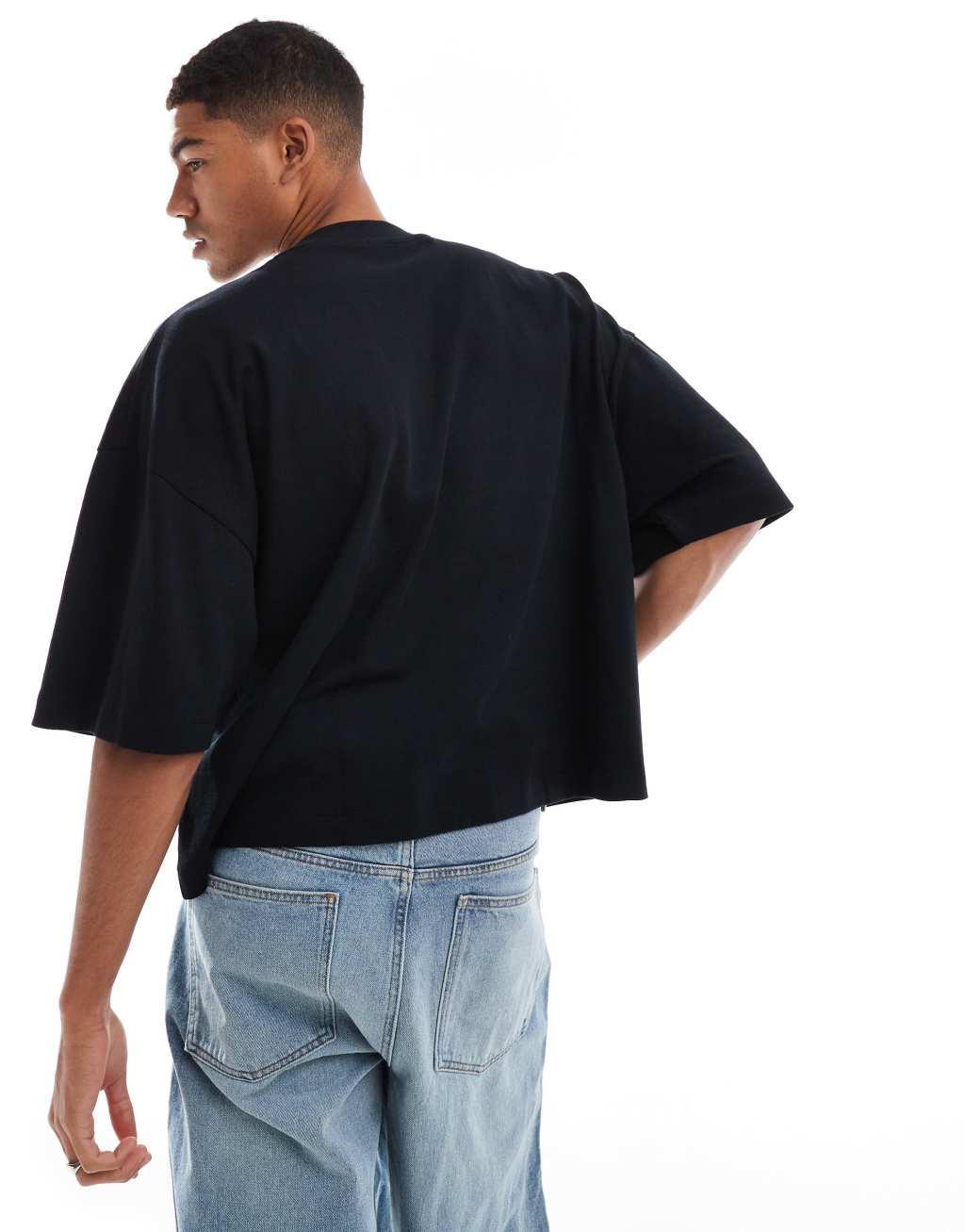 ASOS DESIGN extreme oversized t-shirt in heavyweight 220gsm black with front print Product Image