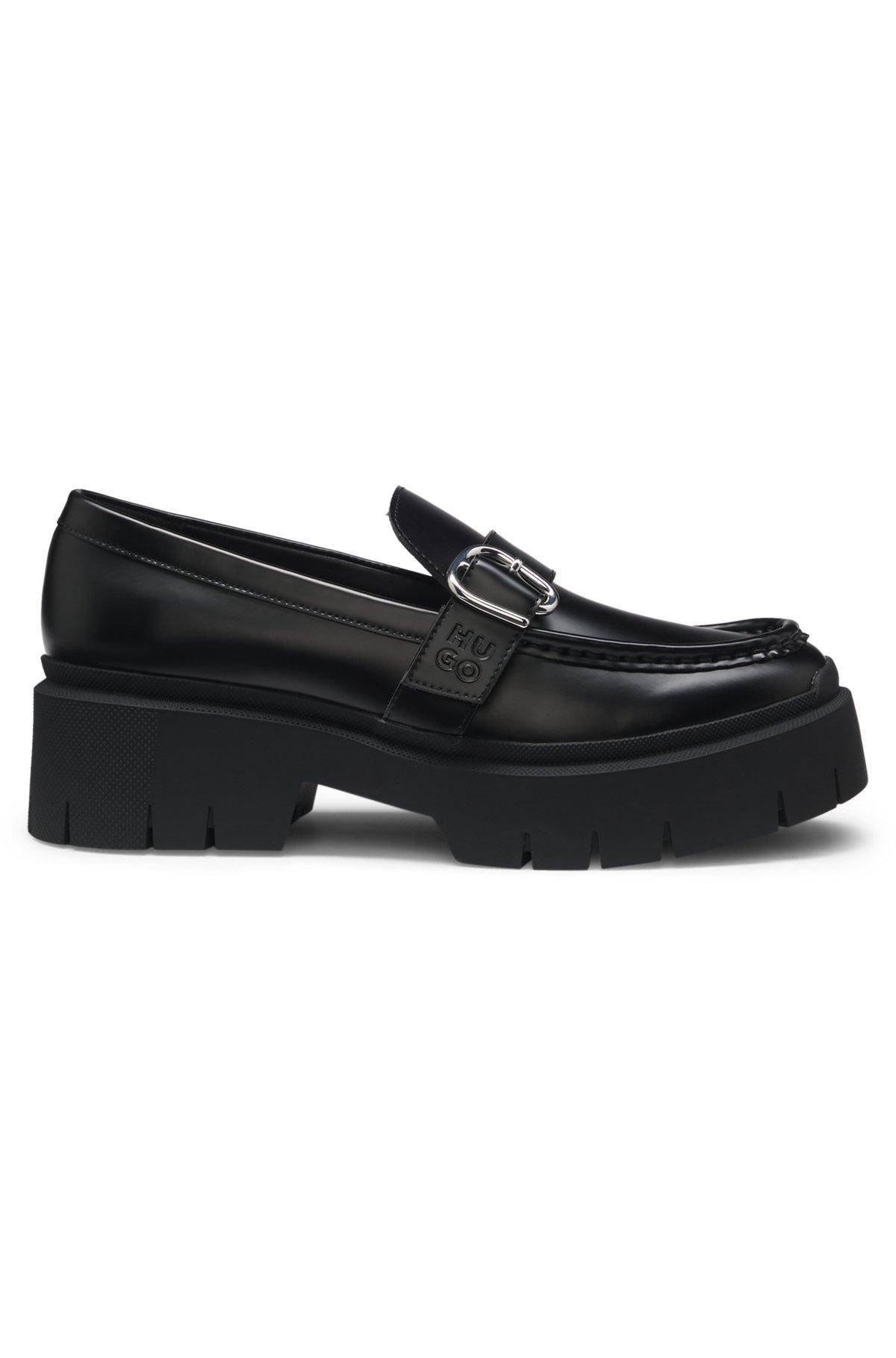 Leather loafers with buckled strap Product Image