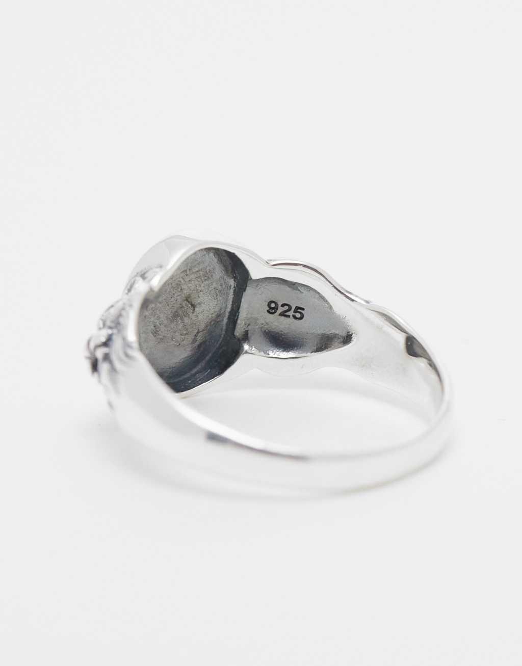 ASOS DESIGN sterling silver signet ring with lion design Product Image