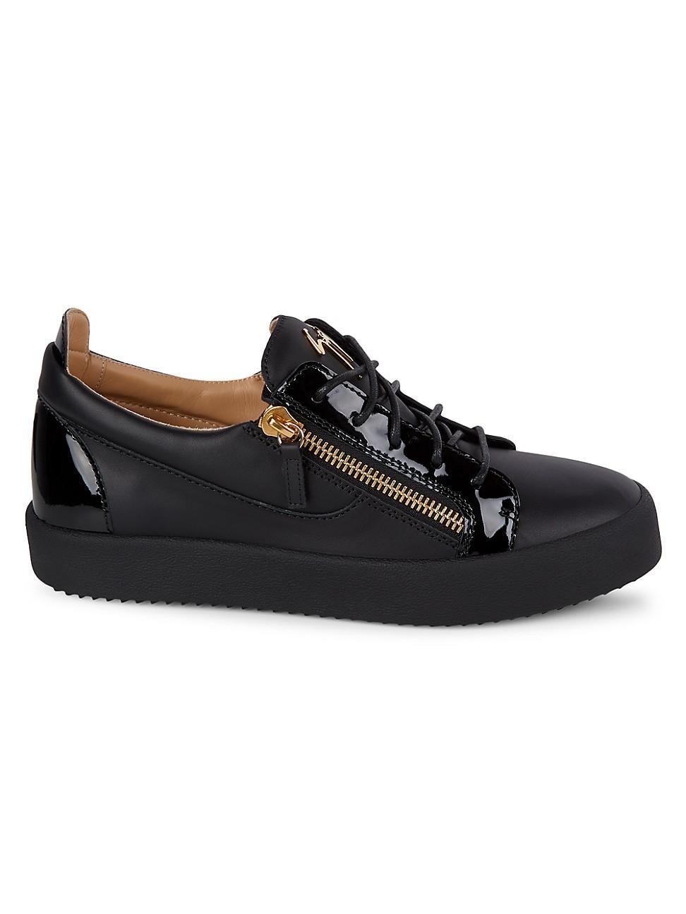 Mens London Double-Zip Leather Low-Top Sneakers Product Image