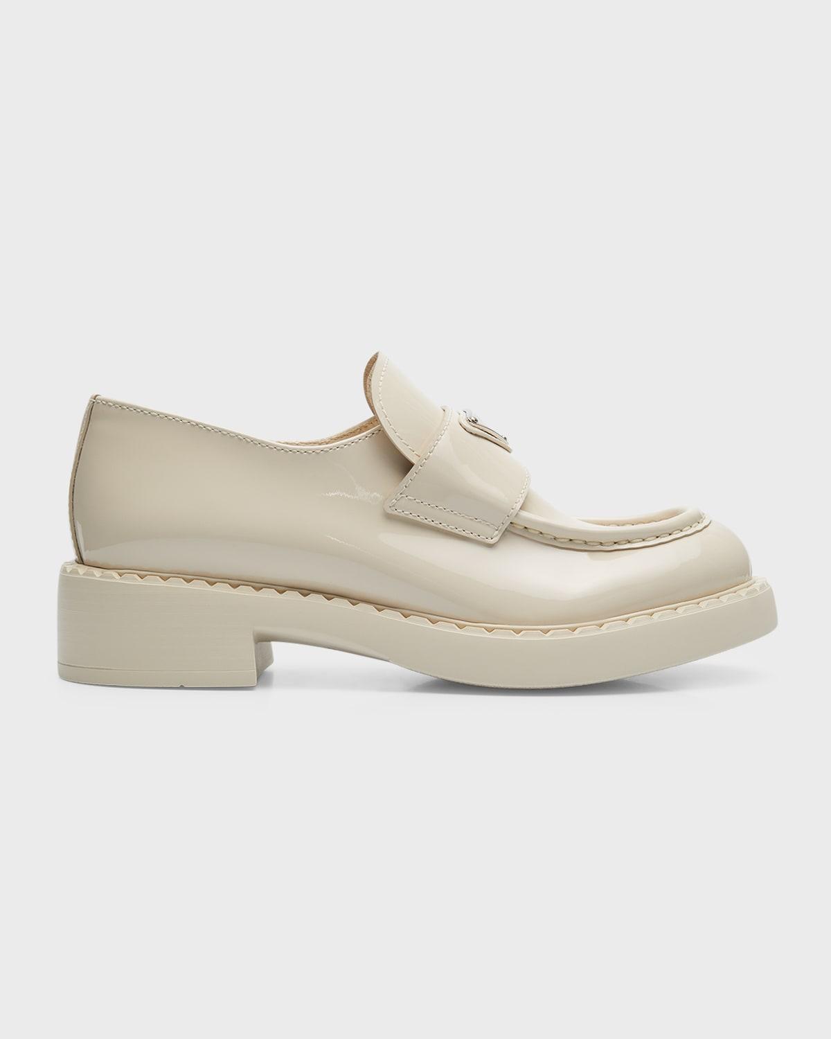 Prada Womens Chocolate Patent Leather Loafers Product Image