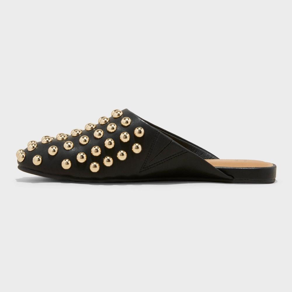 Womens Channing Studded Slip On Mule Flats with Memory Foam Insole - A New Day Jet 8.5: Backless, Round Toe Design Product Image