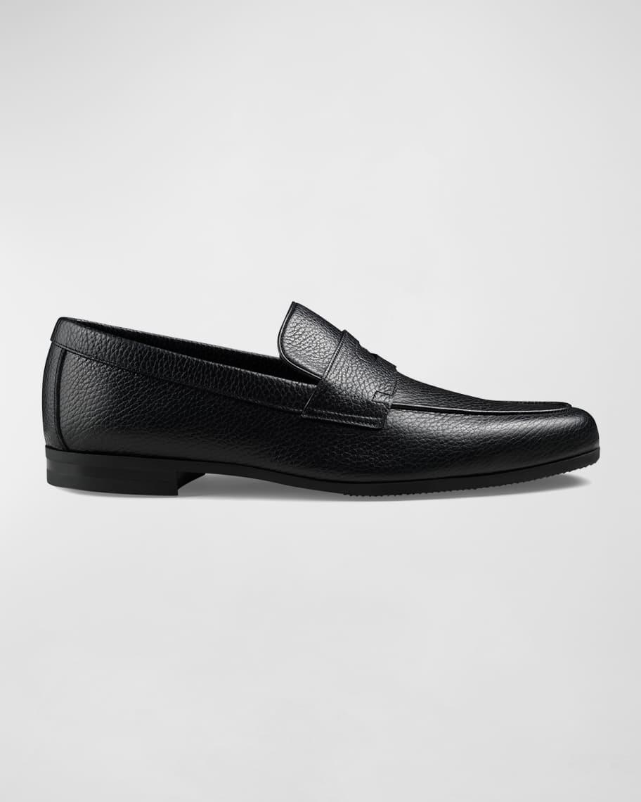 Mens Thorne Soft Textured Leather Penny Loafers Product Image