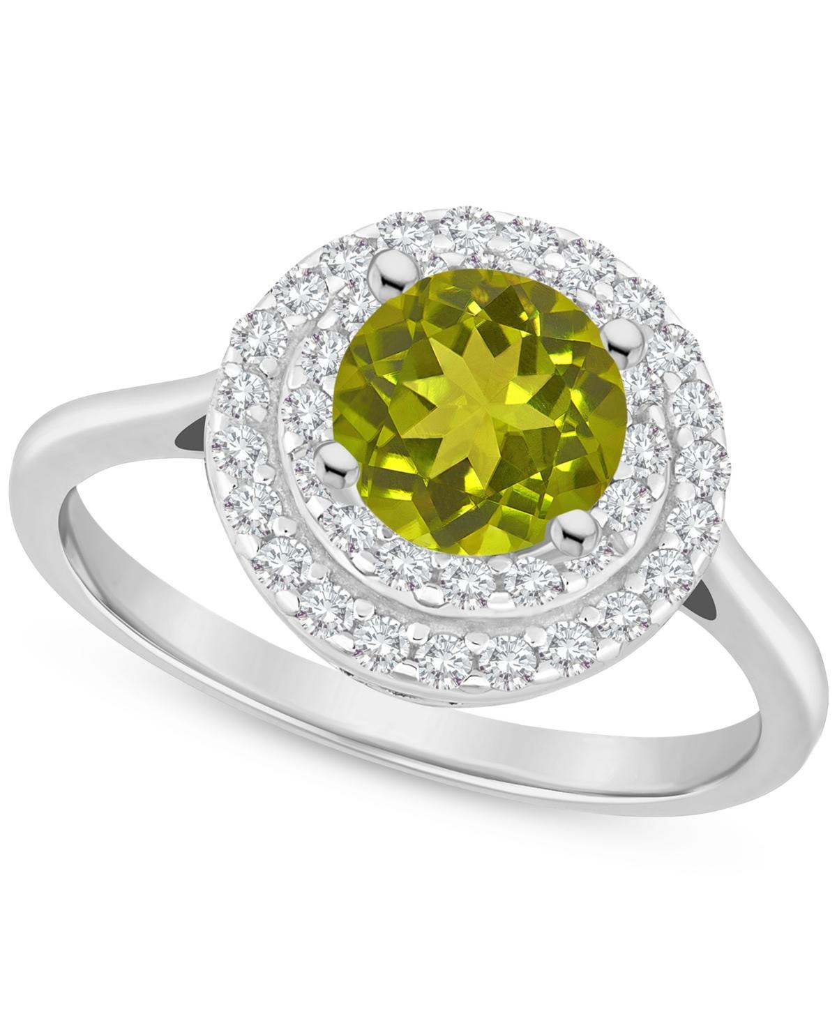 Celebration Gems Sterling Silver Round-Cut Garnet & White Topaz Double Halo Ring, Women's, Size: 7 Product Image