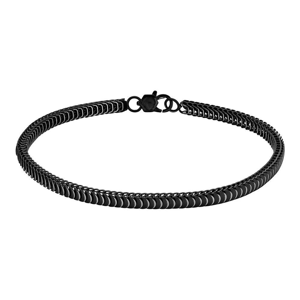 LYNX Stainless Steel 4mm Cobra Chain Black Ion-Plated 9" Men's Bracelet Product Image