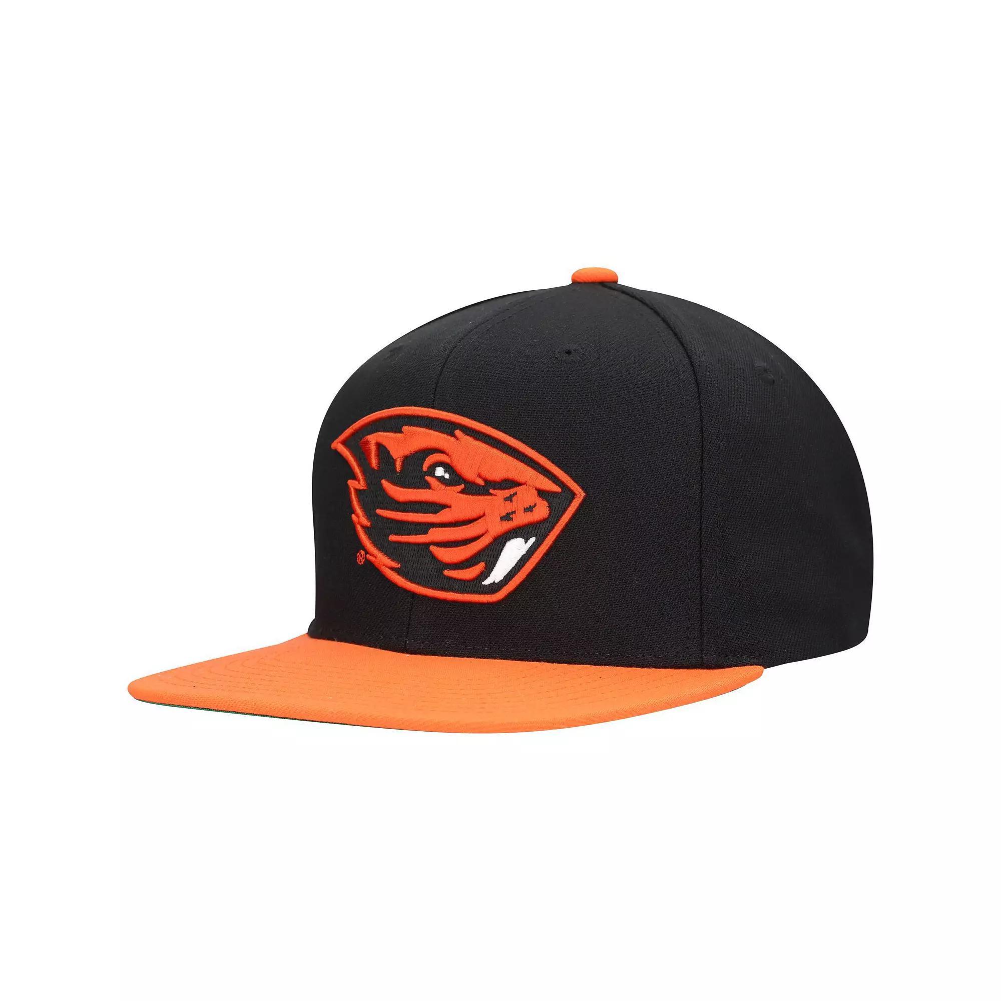 Men's Mitchell & Ness Black/Orange Oregon State Beavers 2-Tone 2.0 Snapback Hat Product Image