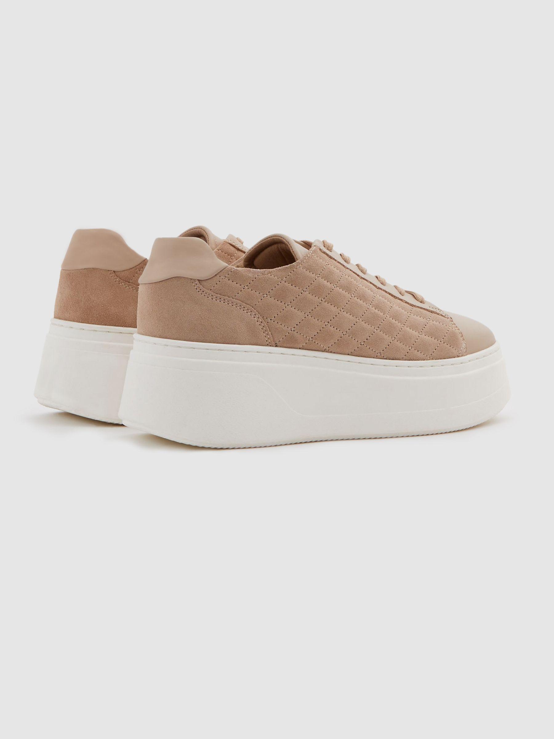 Leather Suede Lattice Trainers in Blush Product Image