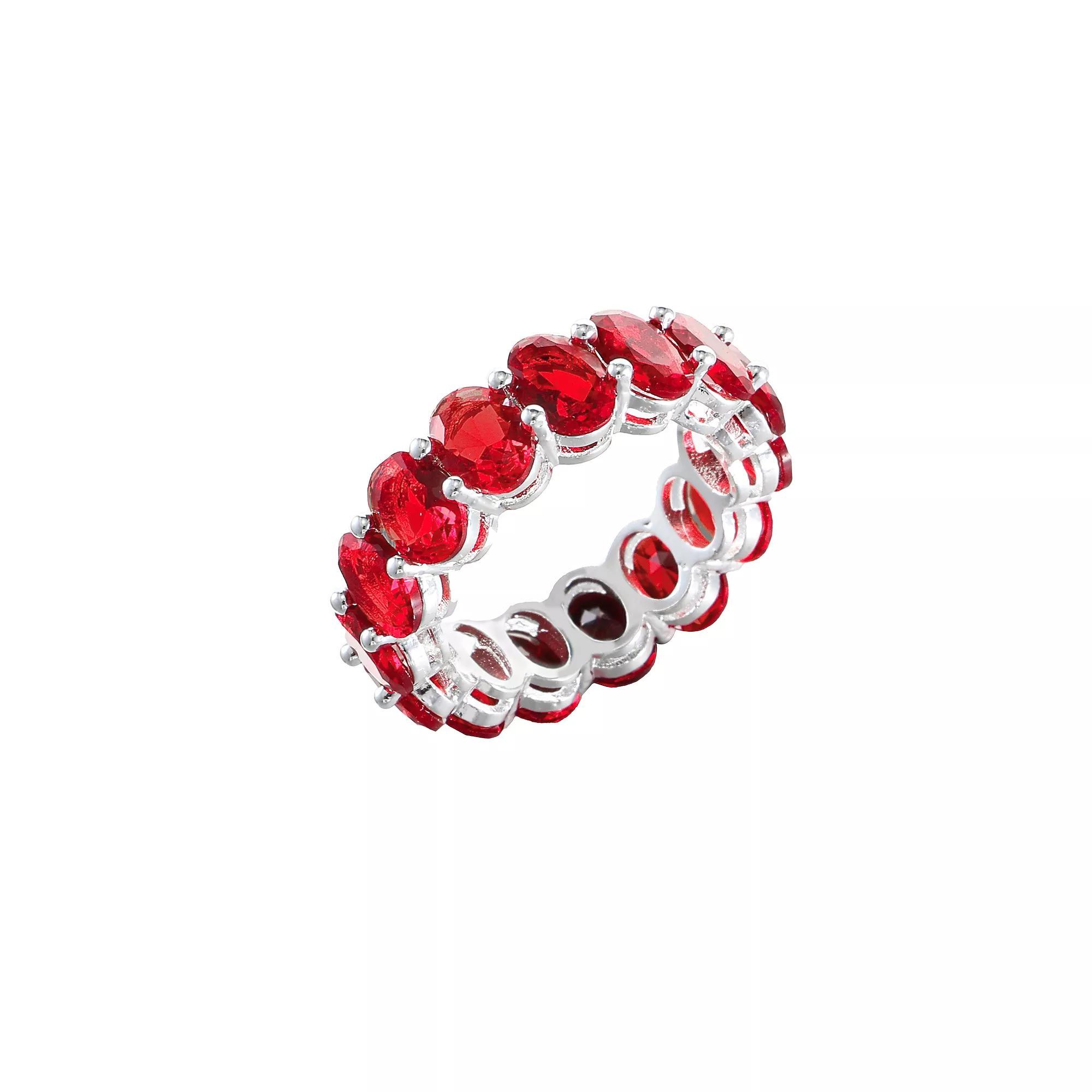 City Luxe Crystal Eternity Band Ring, Women's, Size: 8, July Silver Tone Product Image