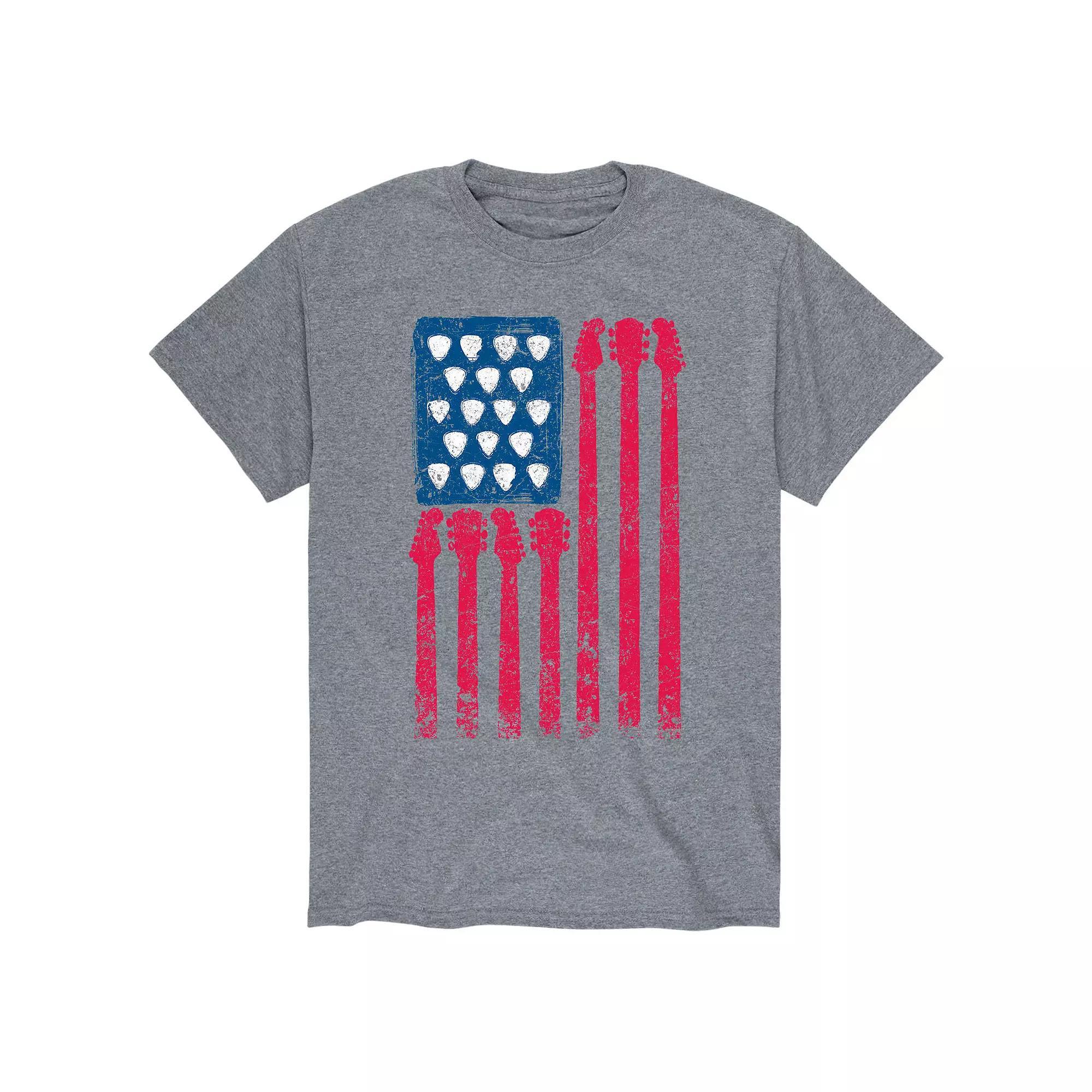 Men's Guitar American Flag Tee, Size: XXL, Gray Product Image
