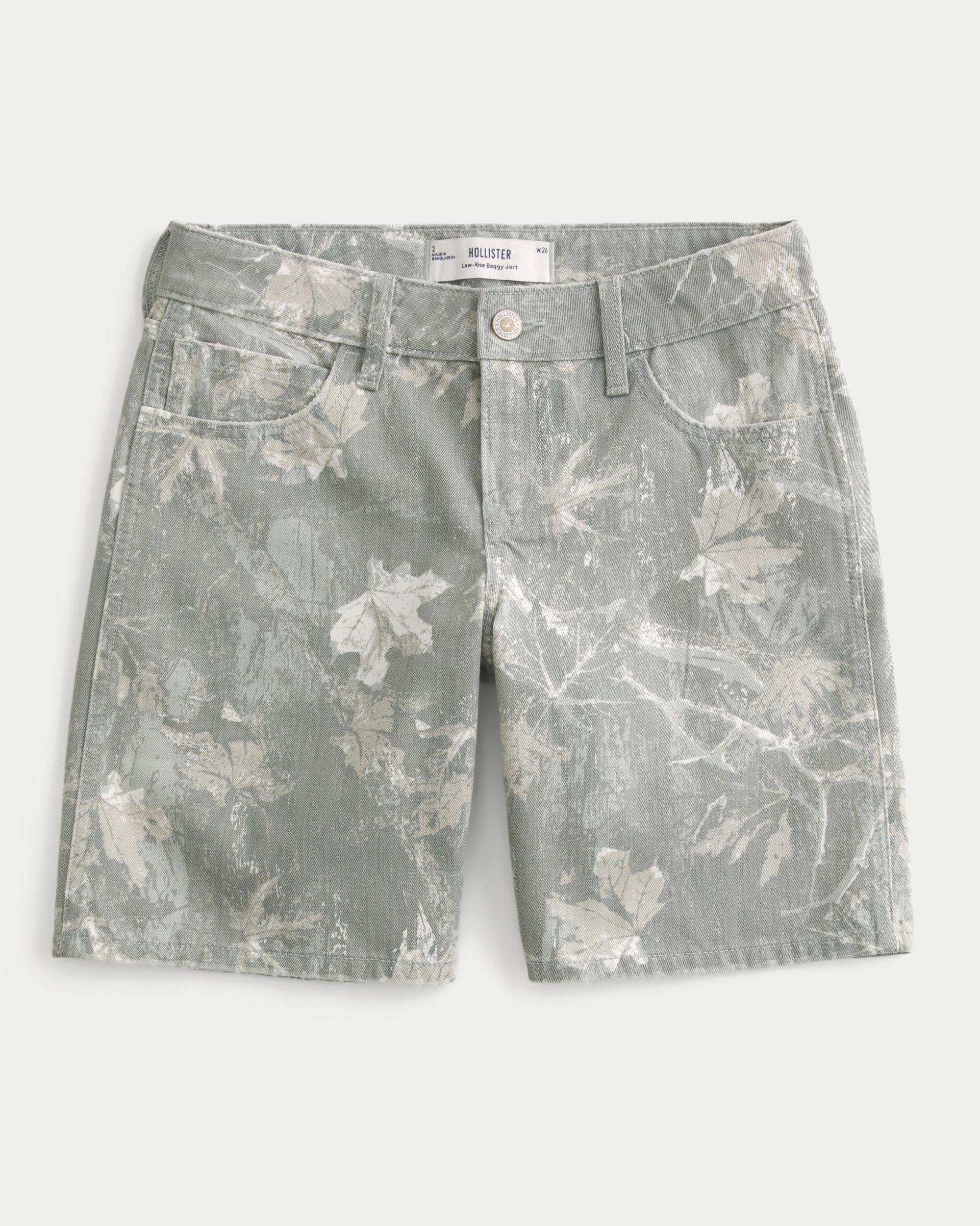 Low-Rise Washed Black Baggy Jort Product Image