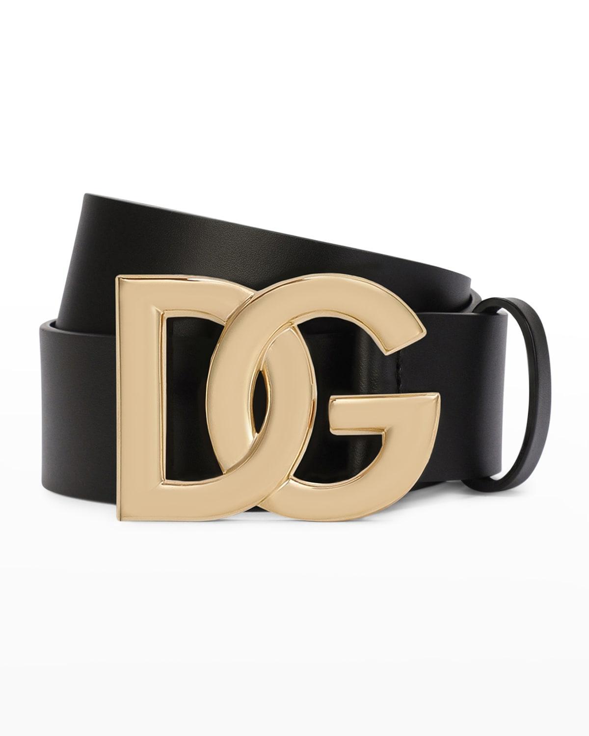 Mens DG-Logo Leather Buckle Belt Product Image
