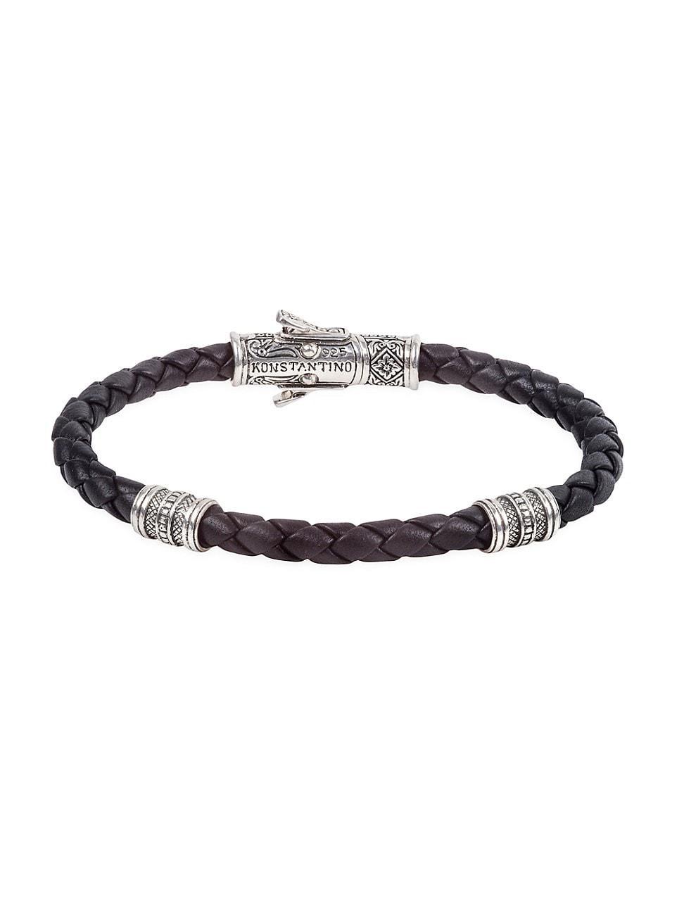 Sterling Silver Braided Leather Bracelet Product Image