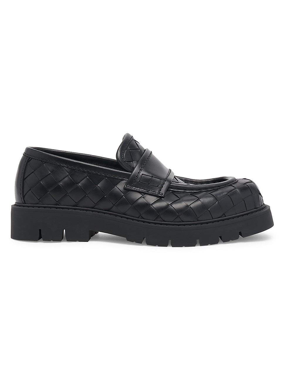 Mens Haddock Intrecciato Leather Penny Loafers Product Image