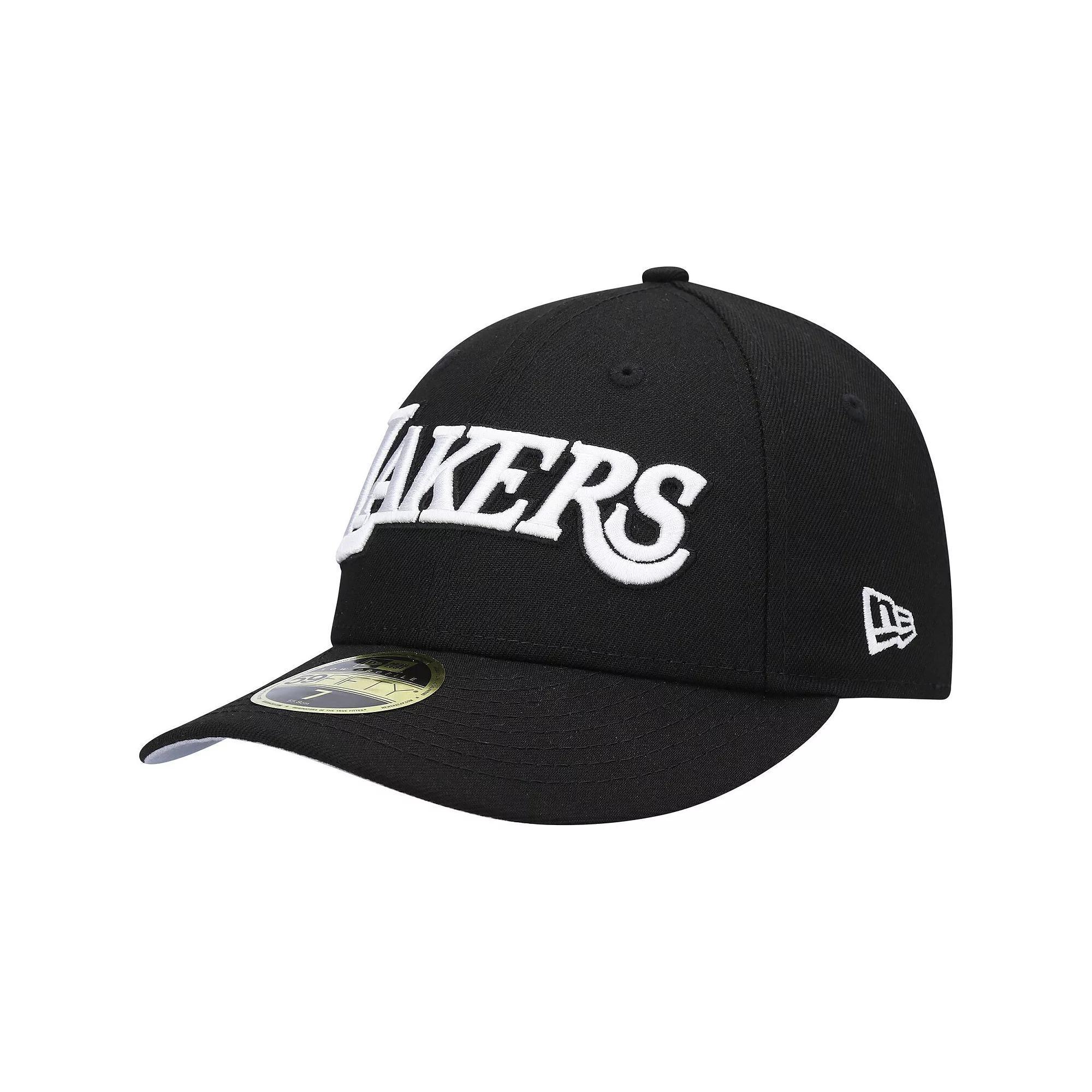 Men's New Era Black Los Angeles Lakers Team Logo Low Profile 59FIFTY Fitted Hat, Size: 7 3/4 Product Image