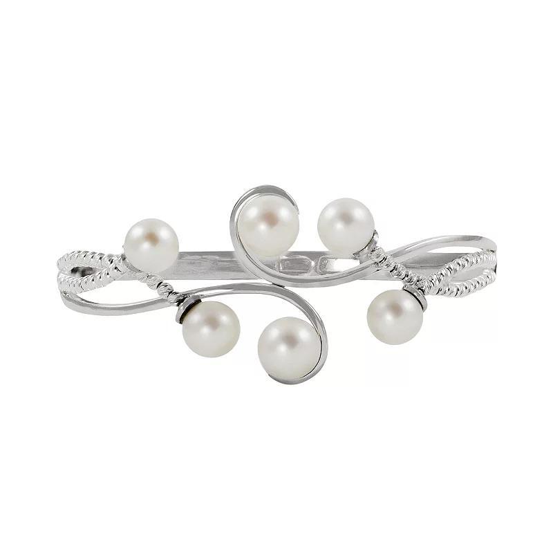 Sterling Silver Freshwater Cultured Pearl Bead Bangle Bracelet, Womens Product Image