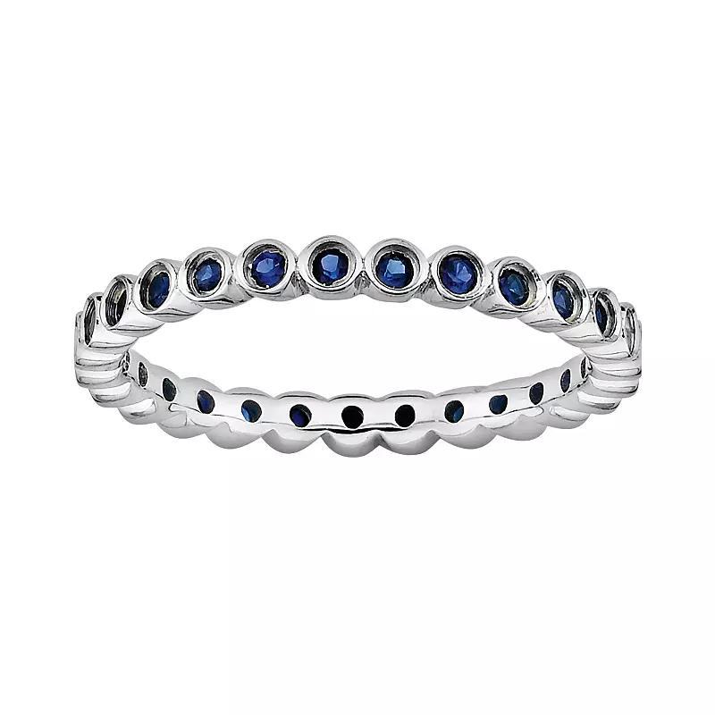 Stacks & Stones Sterling Silver Lab-Created Sapphire Stack Ring, Women's, Size: 9 Product Image