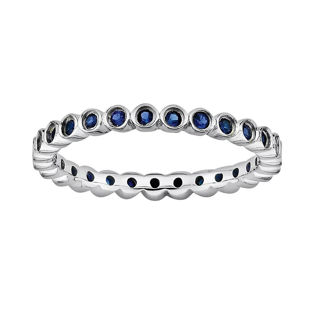 Stacks & Stones Sterling Silver Lab-Created Sapphire Stack Ring, Women's, Size: 9 Product Image