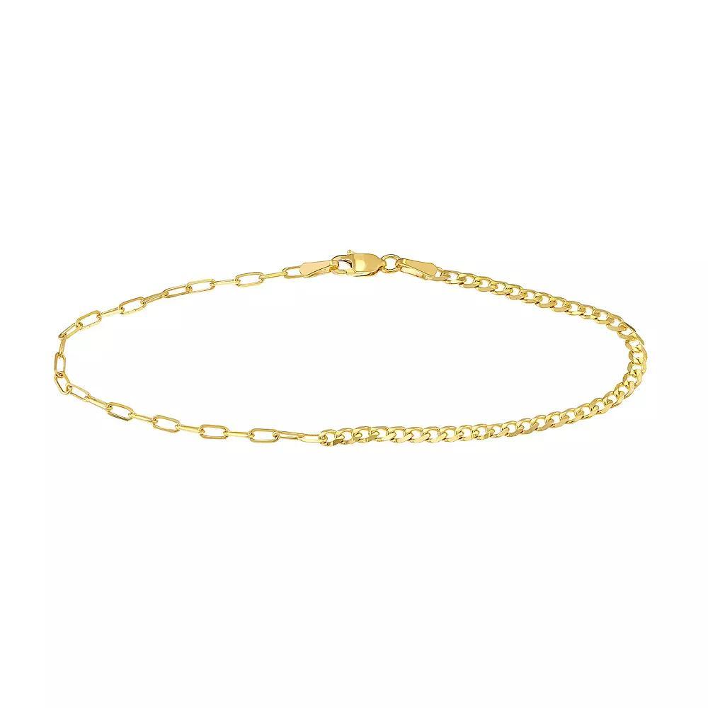 14k Gold Paper Clip & Curb Chain Bracelet, Women's, Size: 7.5" Product Image