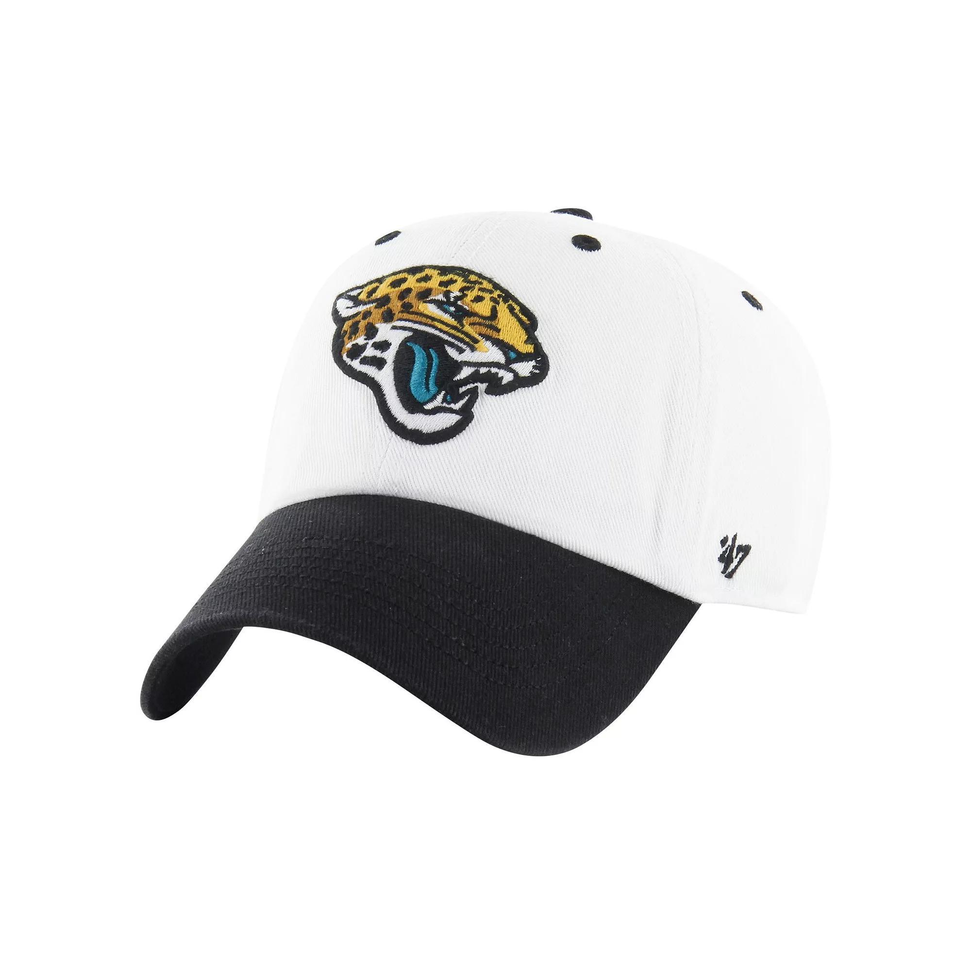 Men's '47 White/Black Jacksonville Jaguars Double Header Diamond Clean Up Adjustable Hat Product Image