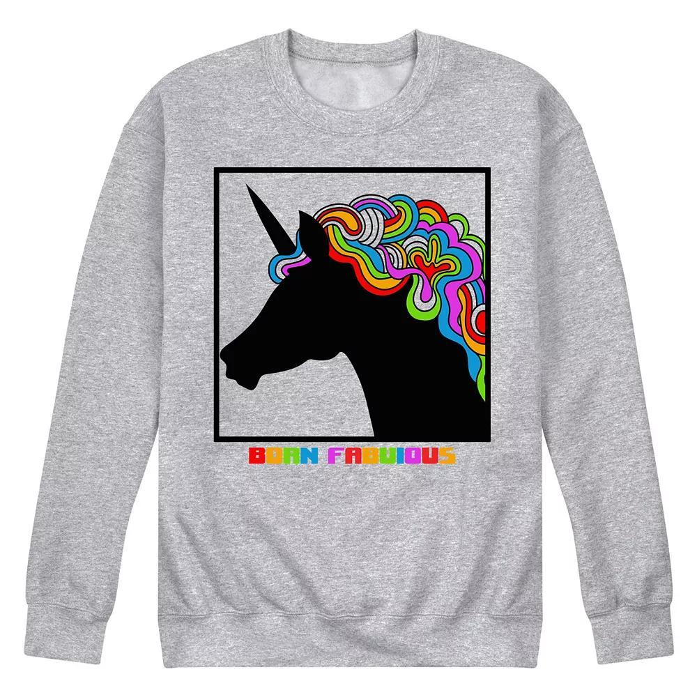Men's Pride Unicorn Boogie Fleece Sweatshirt, Size: Large, Grey Gray Product Image