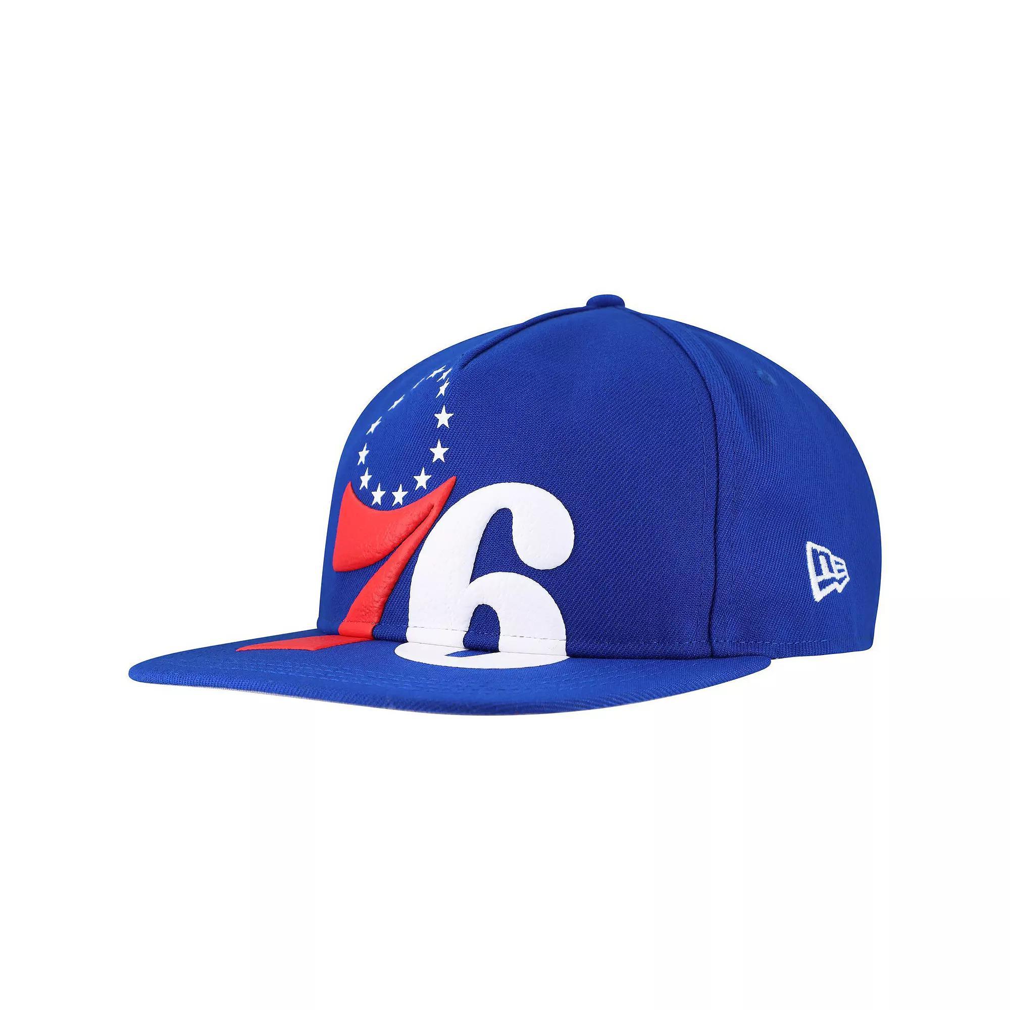 Men's New Era Royal Philadelphia 76ers Oversized Puff Print Logo Golfer Snapback Hat, 76r Blue Product Image