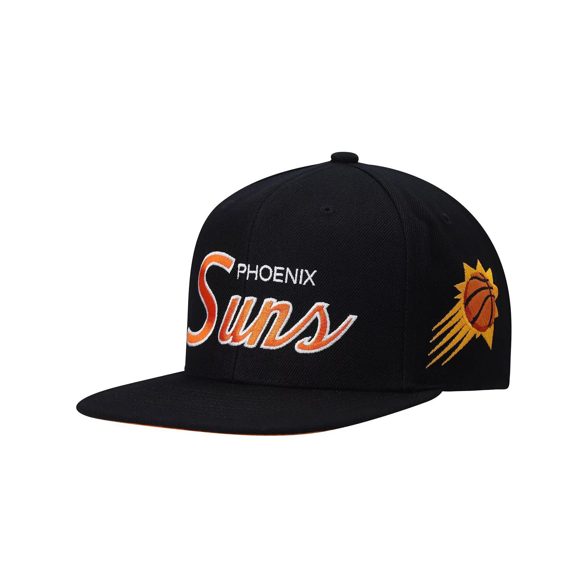 Men's Mitchell & Ness Black Phoenix Suns Hardwood Classics Script 2.0 Snapback Hat, Phx Black Product Image