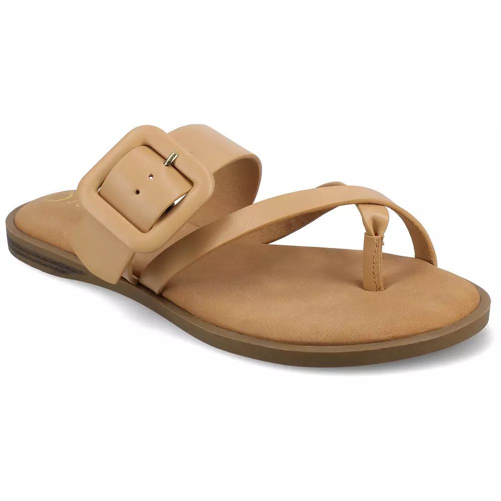 Journee Layra Women's Slip-On Toe Post Flat Sandals, Size: 9.5 Product Image