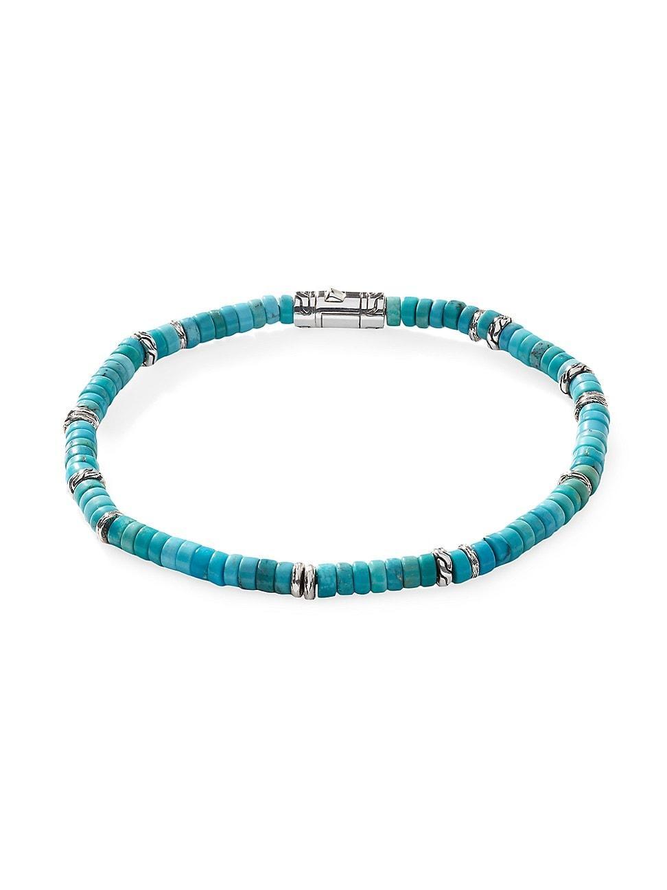 Womens Chain Classic Sterling Silver & Turquoise Beads Bracelet Product Image