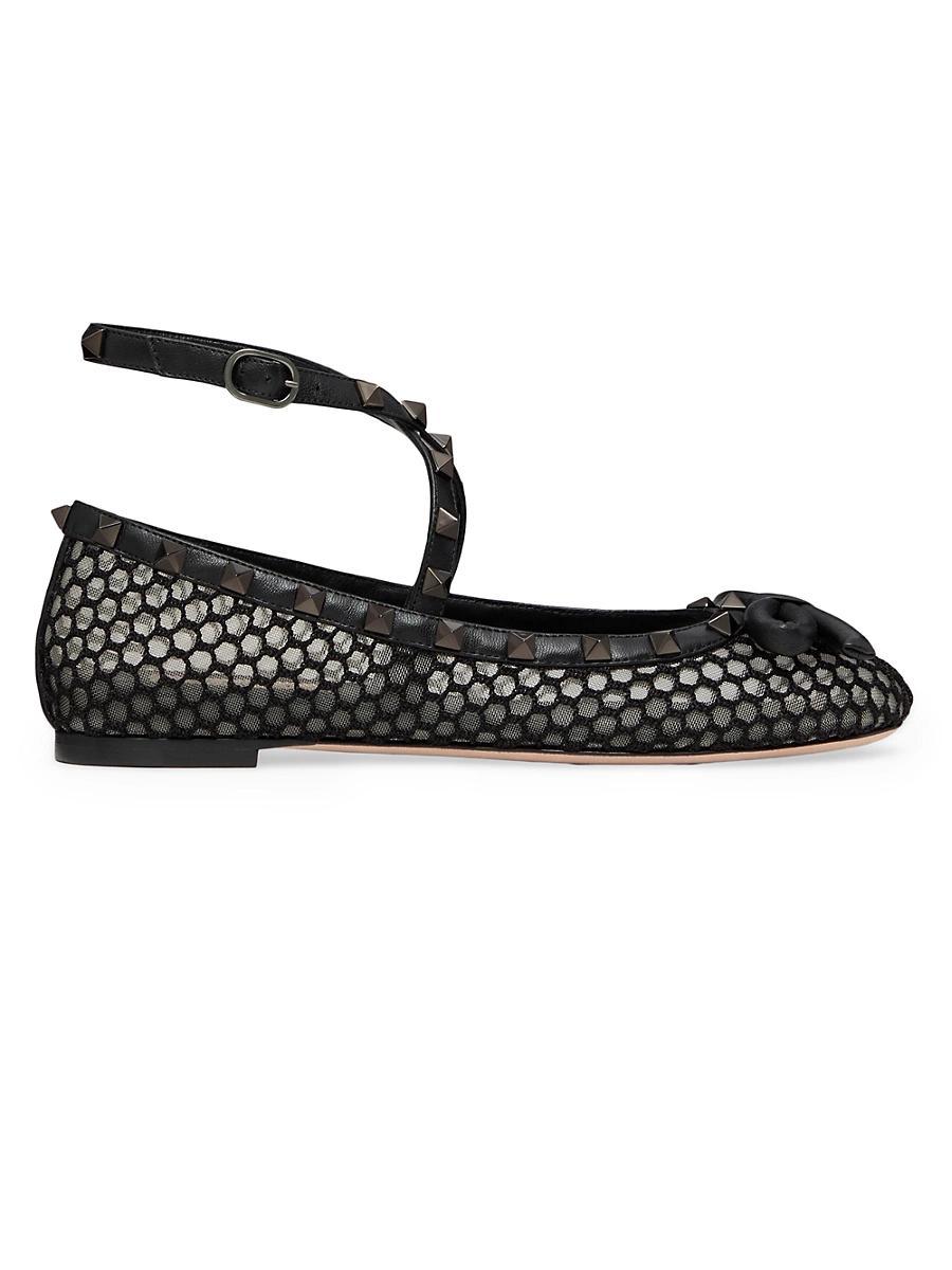 Womens Rockstud Mesh Ballerinas Product Image