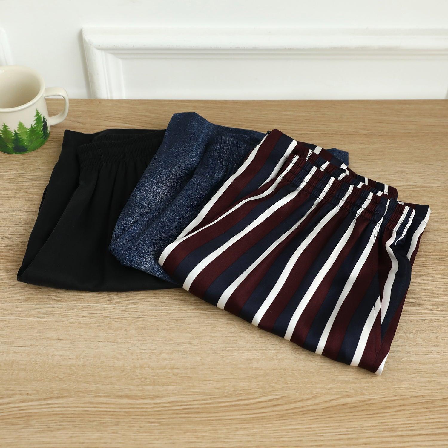 Pure Mulberry Silk Striped Men's Shorts | Mid Waist | 19 Momme Silk Charmeuse Product Image