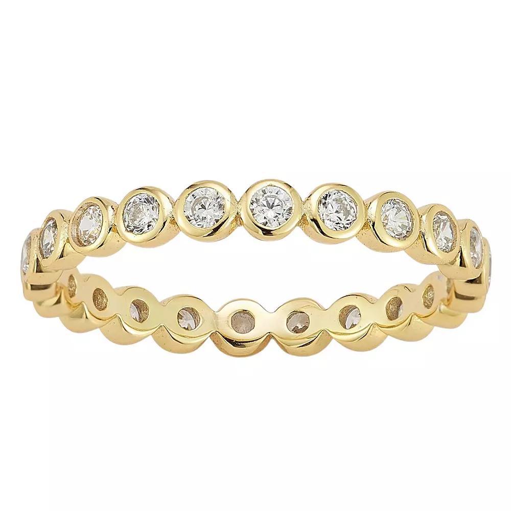 Sunkissed Sterling 14k Gold Over Silver Bezel Set Cubic Zirconia Ring, Women's, Size: 7, Gold Tone Product Image