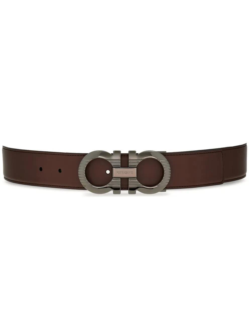 Gancini-buckle reversible leather belt Product Image